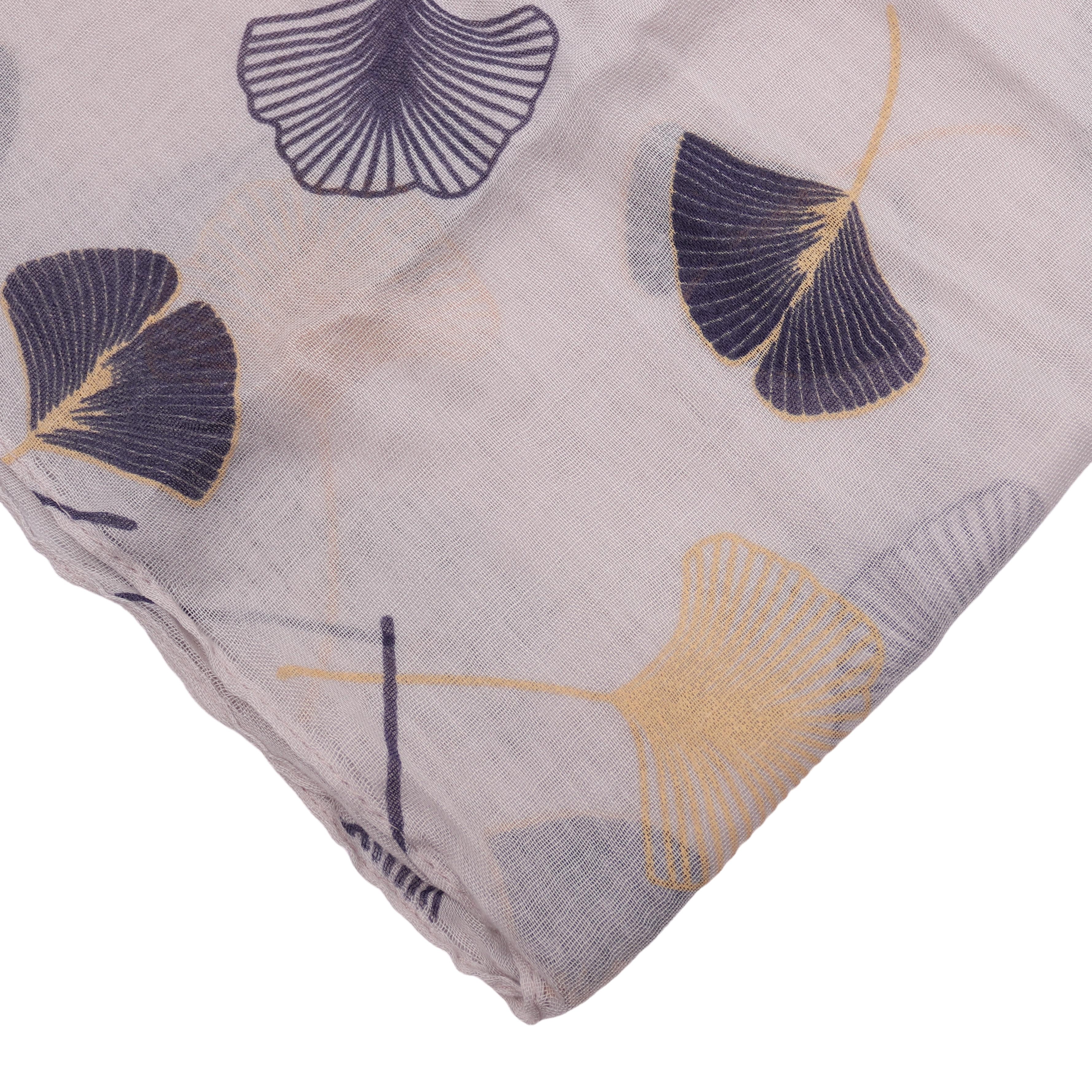 MIRROSI Loop Damen Schal mit Ginkgo-Muster Weich aus 100% Baumwolle Schlauchschal, (ca.160x45cm zweimal um den Hals wickelbar) – Bild 4 von 4