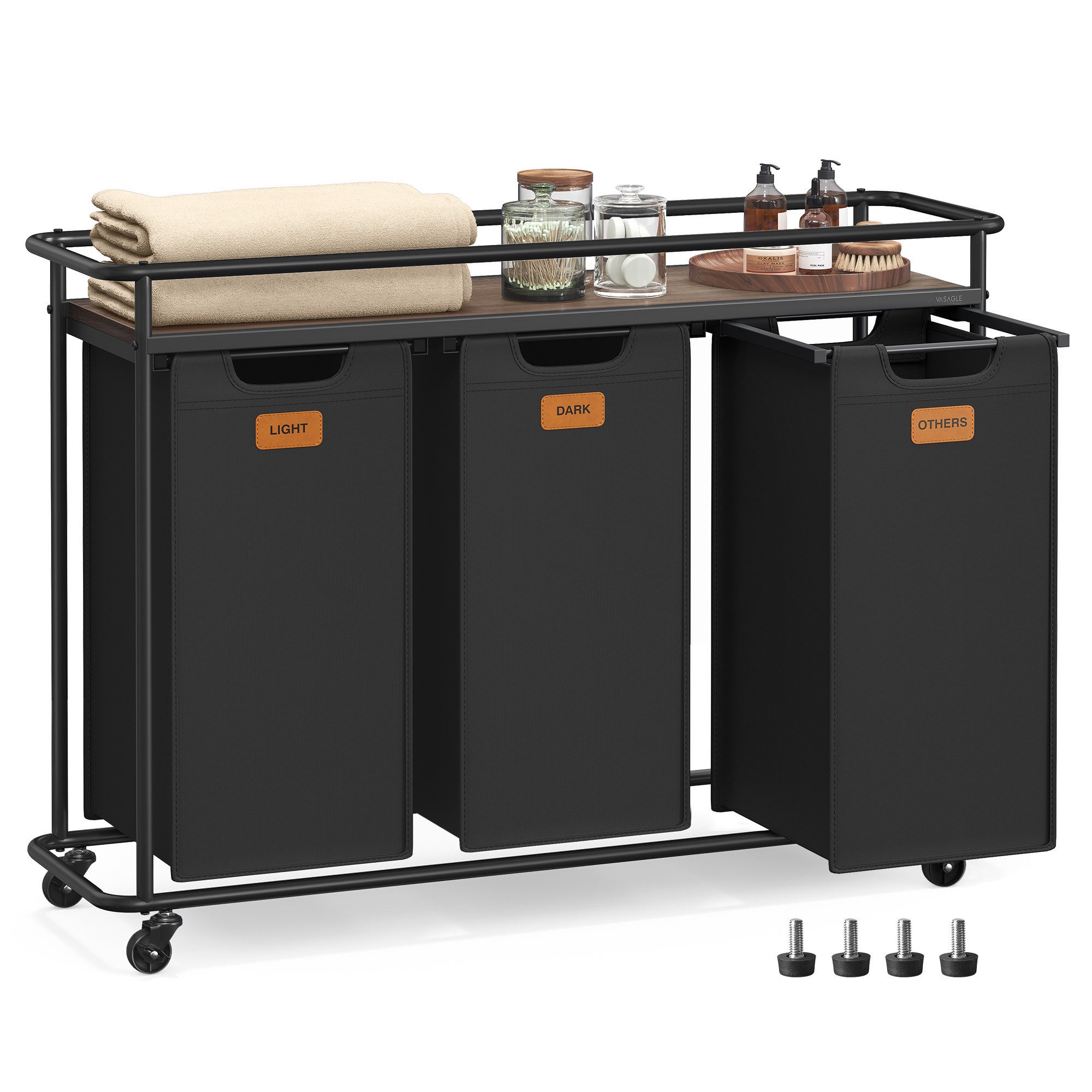 VASAGLE Wäschekorb, Wäschetrenner mit Rädern, 150 L, beweglich, Wäschesamml günstig online kaufen