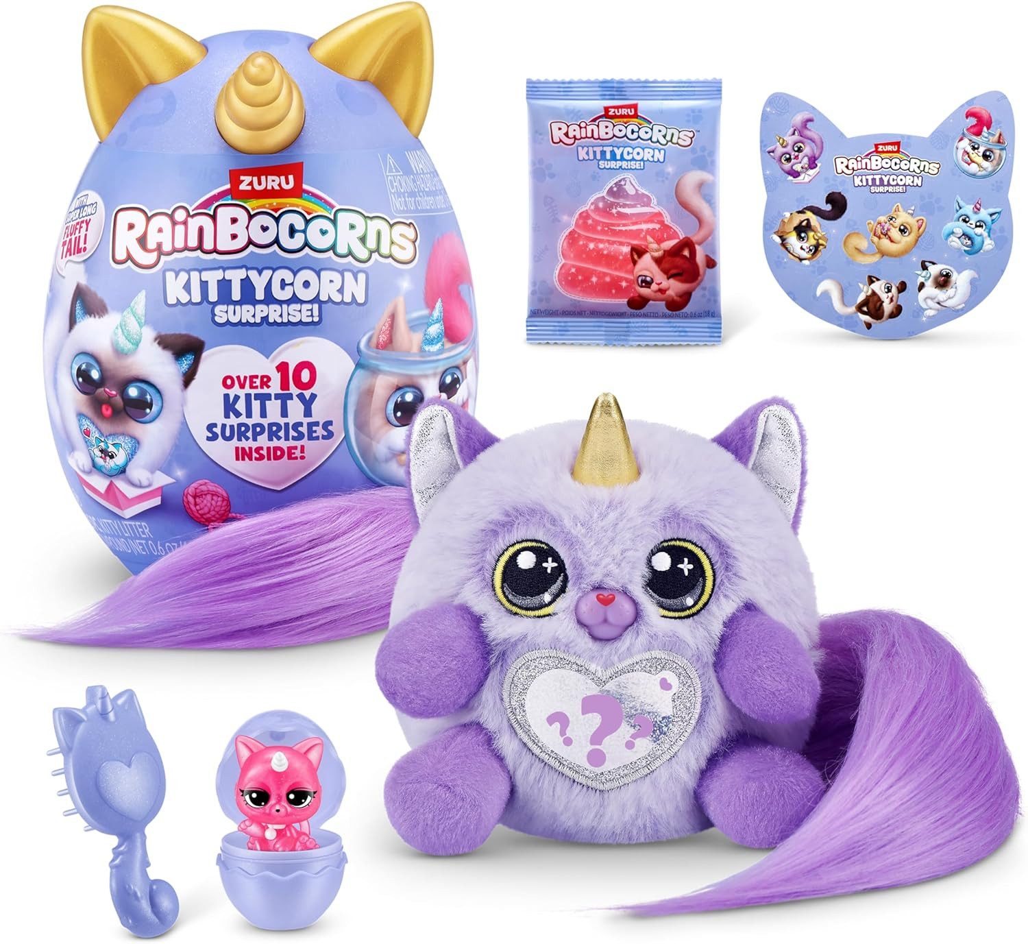 ZURU Plüschfigur Rainbocorns Kittycorn Surprise Serie 9 - Katze Ragamuffin Fluffles