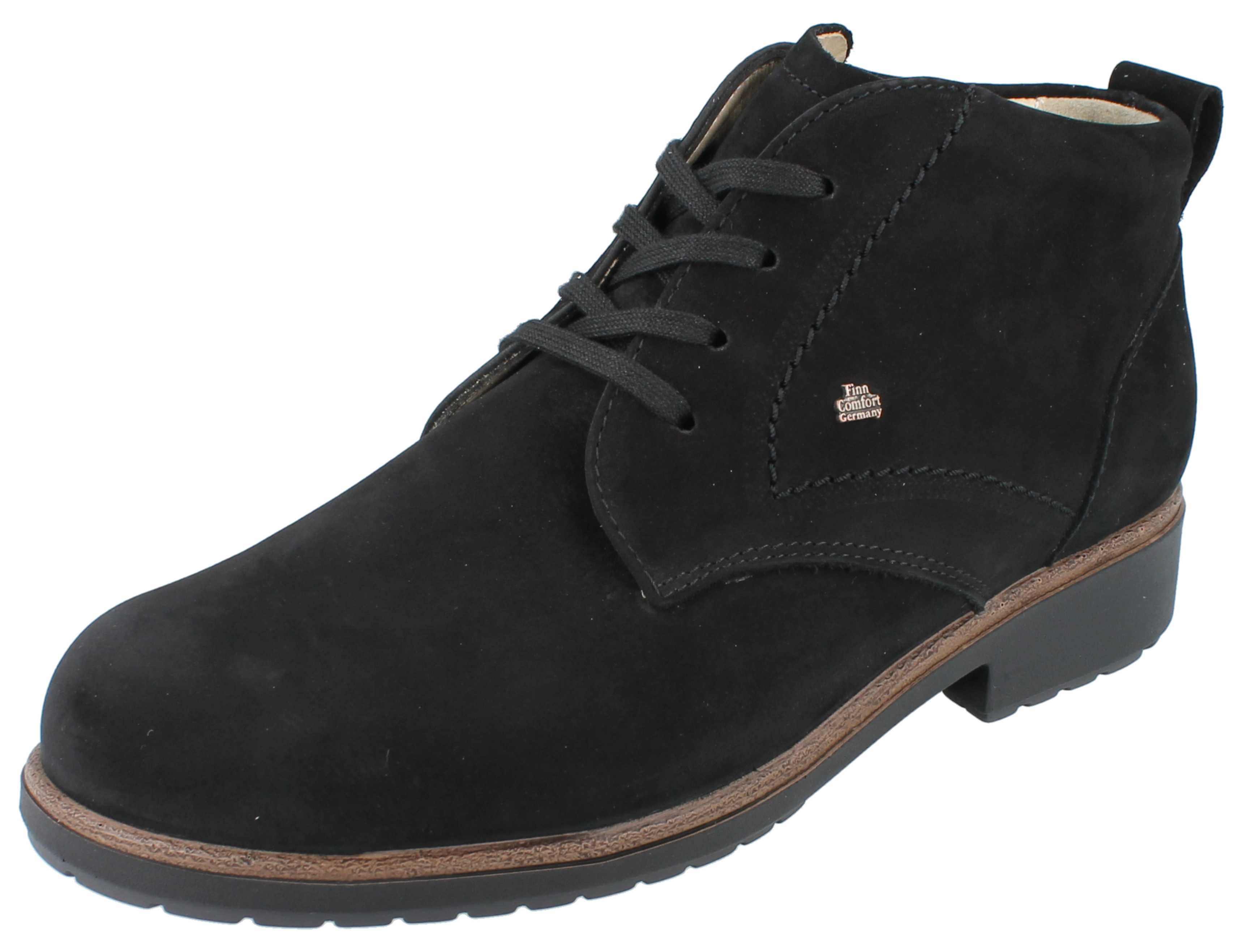 Finn Comfort FINN COMFORT Cranston Damen Schnürer knöchelhoch schwarz Nubukleder - Stiefel Wechselfußbett