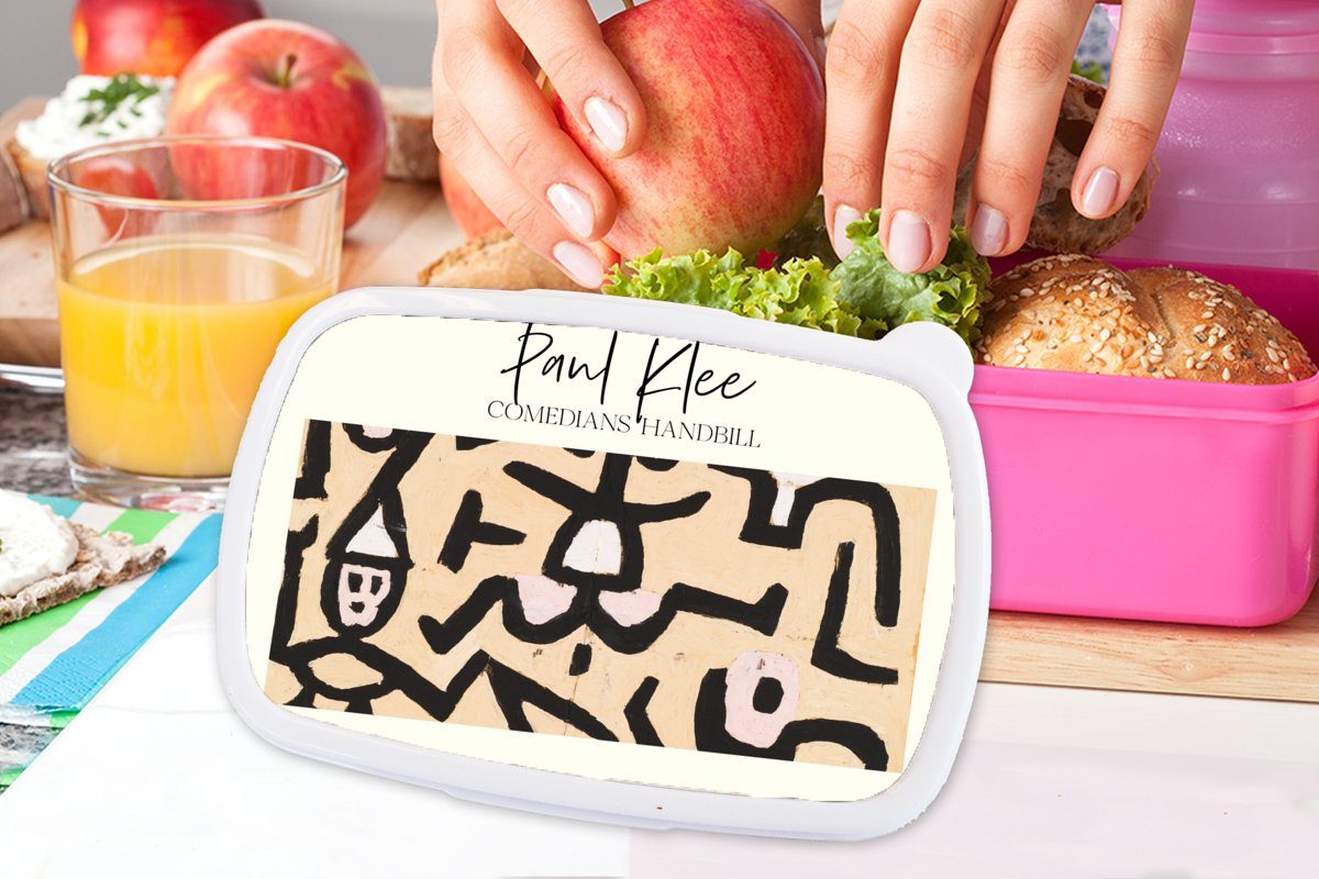 MuchoWow Lunchbox Flugblatt der Mädchen, Komödianten Erwachsene, (2-tlg), Kunst, Brotdose - Brotbox Kunststoff Kunststoff, Snackbox, Klee - rosa Paul für Kinder