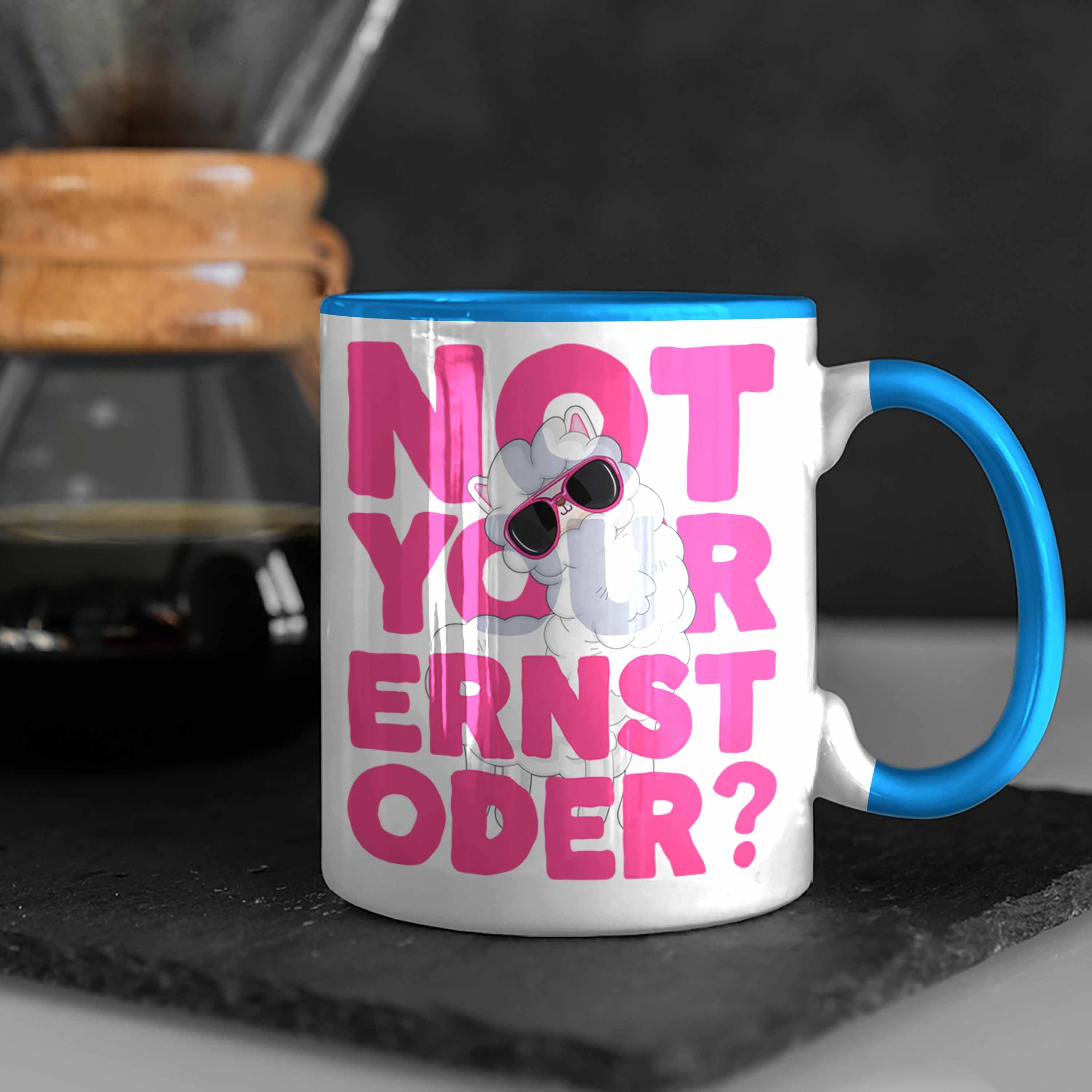 Trendation Tasse Not Your Frauen Tasse Ernst Kaffeetasse Oder Llama Pink mit für Blau Spruch