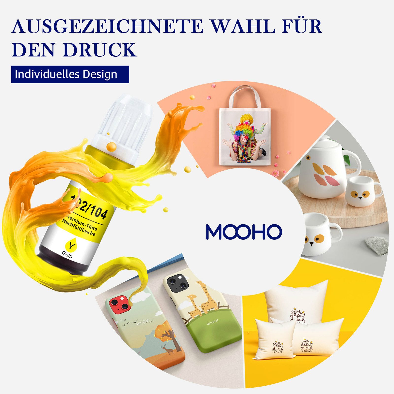 MOOHO 1-5er für Epson 104 Epson 102 ink bottle EcoTank ET-2700 Tintenpatrone (ET-2715 ET-2720 ET-2726 ET-2750 ET-2750 Unlimited ET-2751 ET-2756, 4-tlg., EcoTank ET-2700 ET-2710 ET-2710 Unlimited ET-2711 ET-2712 ET-2714)