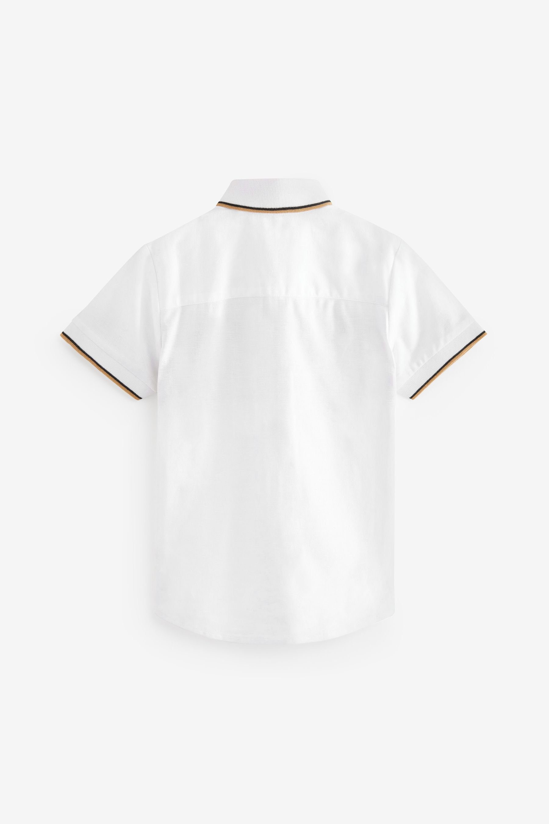 Next Kurzarmhemd mit Kurzärmeliges & Brown (1-tlg) Blockfarben Tan White Hemd Check