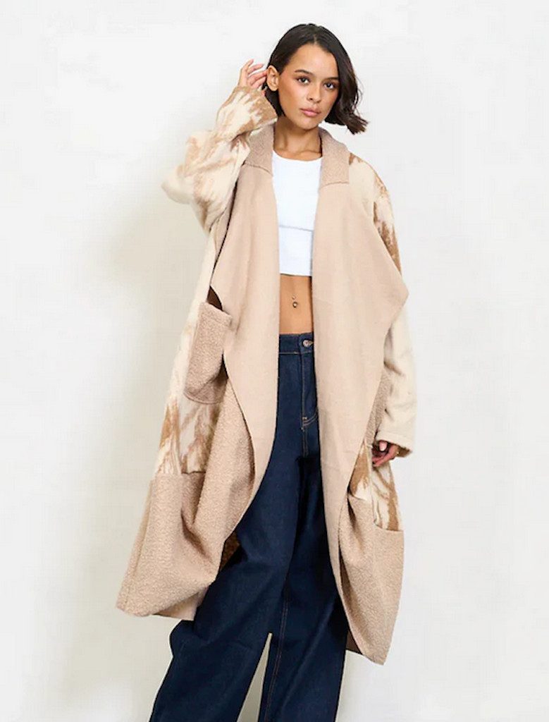 BZNA Wollmantel BZNA Oversize Übergroßer Strickmantel Struckjacke Italy