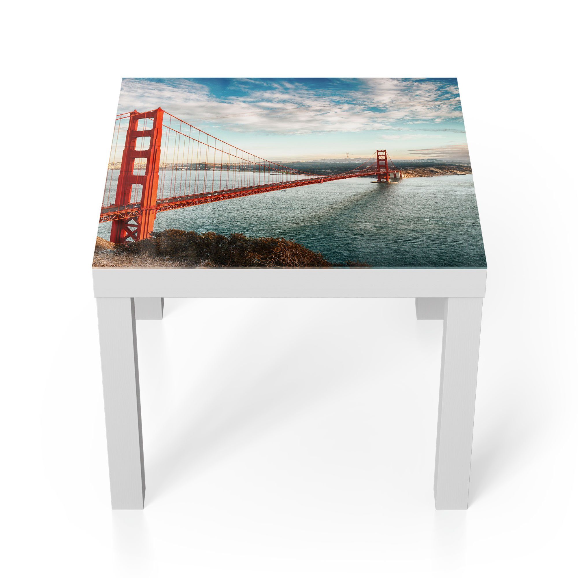 DEQORI Couchtisch 'Golden Gate Bridge', Glas Beistelltisch Glastisch modern Weiß