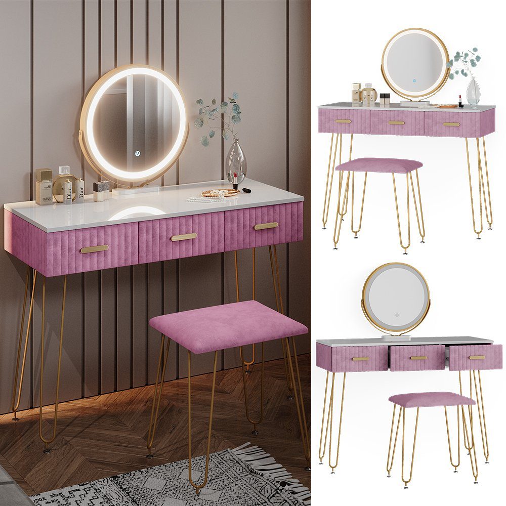 Vicco Schminktisch Layla, Weiß/Rosa, 100 cm günstig online kaufen