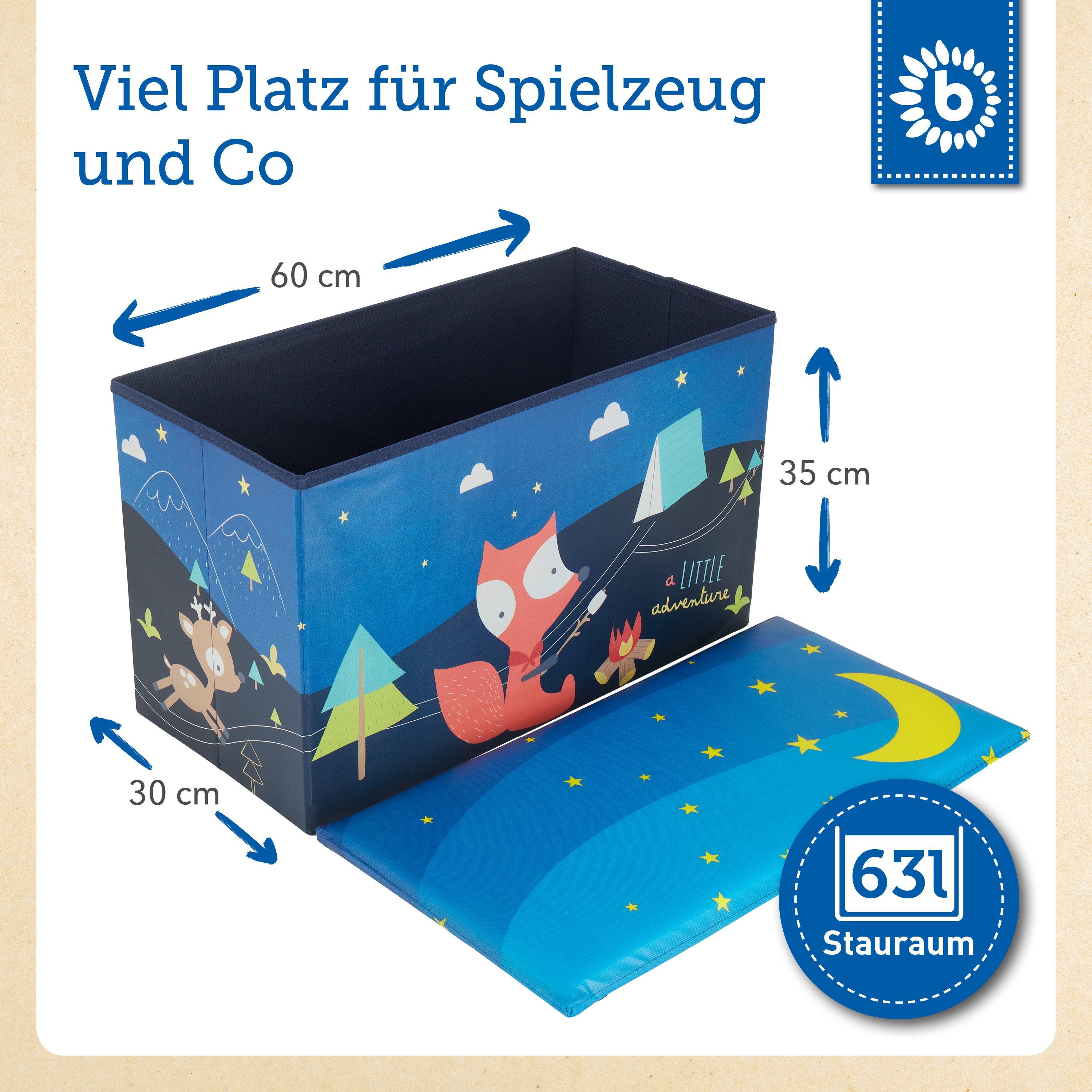 BIECO Spielzeugtruhe Bieco Aufbewahrungsbox mit Deckel Pfadfinder 60 faltbar Spielzeugkiste