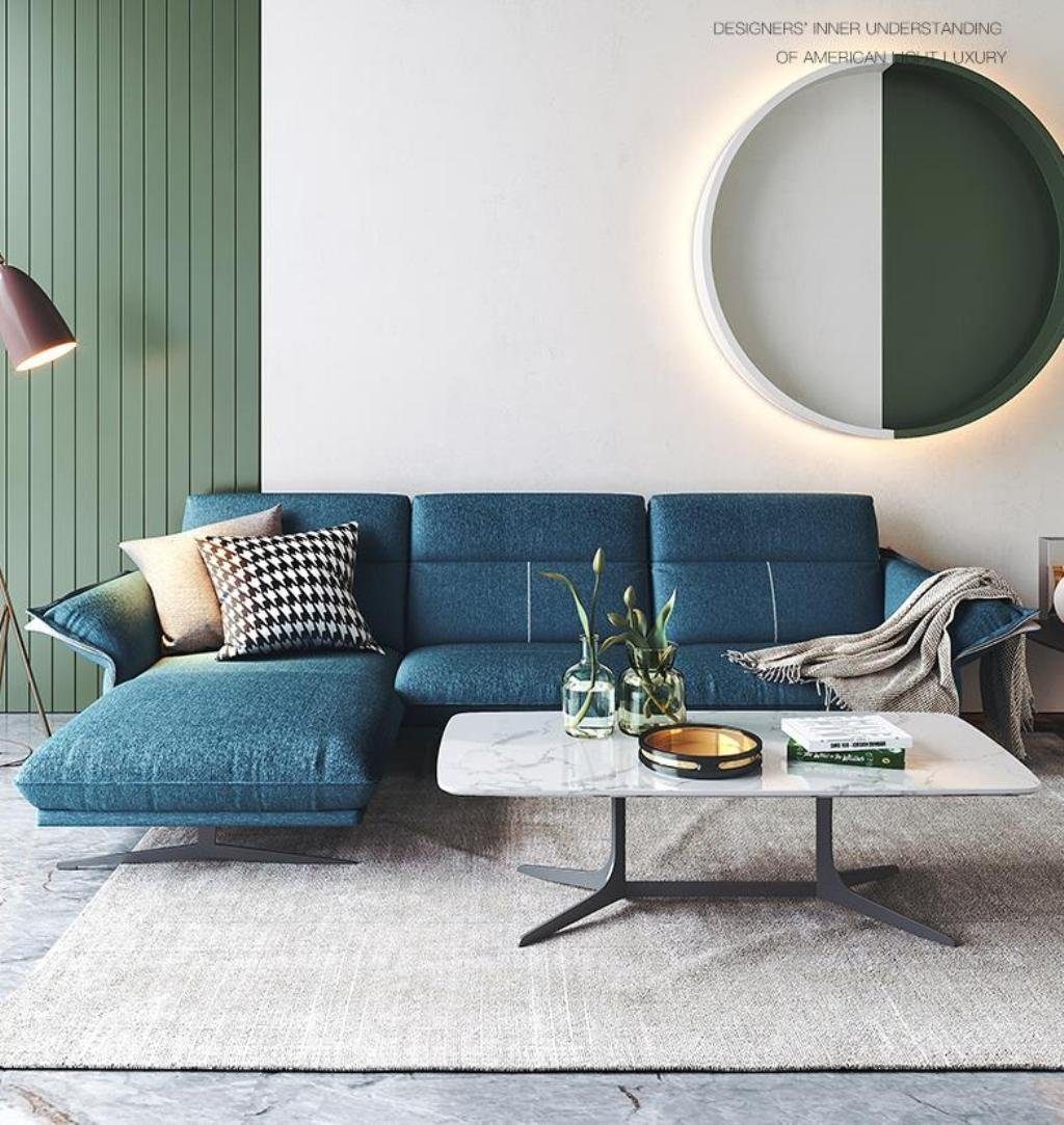 JVmoebel Ecksofa Blaue Stoff L-Form Couch Wohnlandschaft Ecksofa Garnitur Modern, Made in Europe