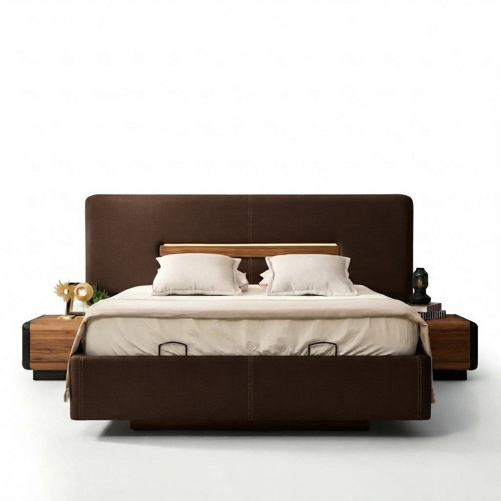Xlmoebel Polsterbett Luxuriöses Doppelbett aus Holz für stilvolles Schlafzimmer (Polsterbett, Doppelbett), Made in Europa