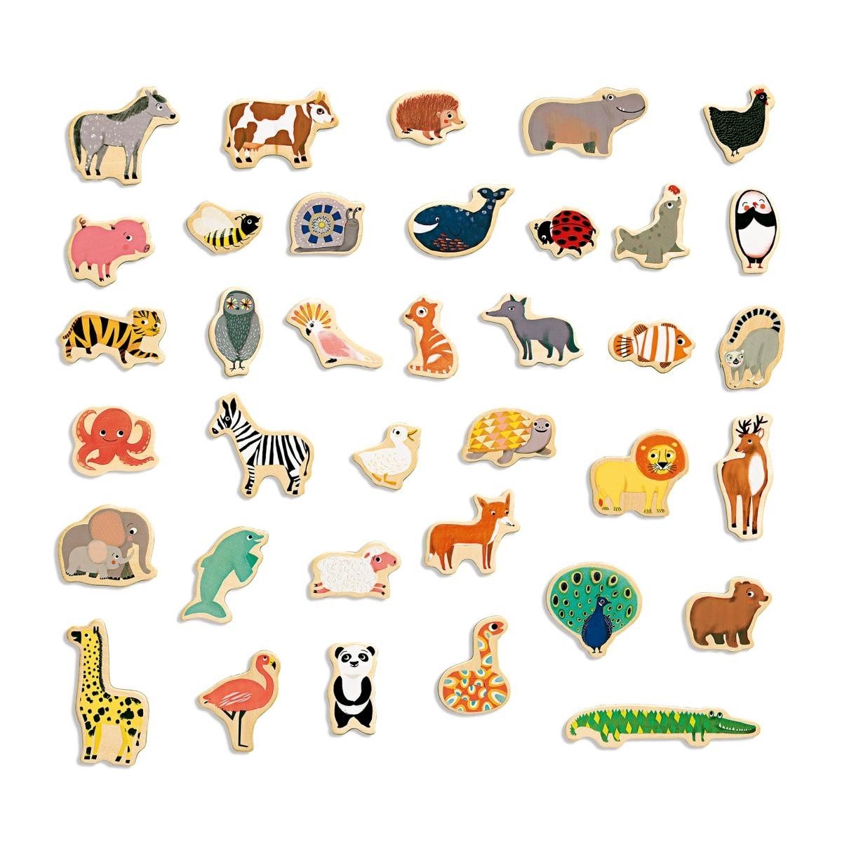 DJECO Lernspielzeug Holz-Magnete Magnimo 36 bunte günstig online kaufen