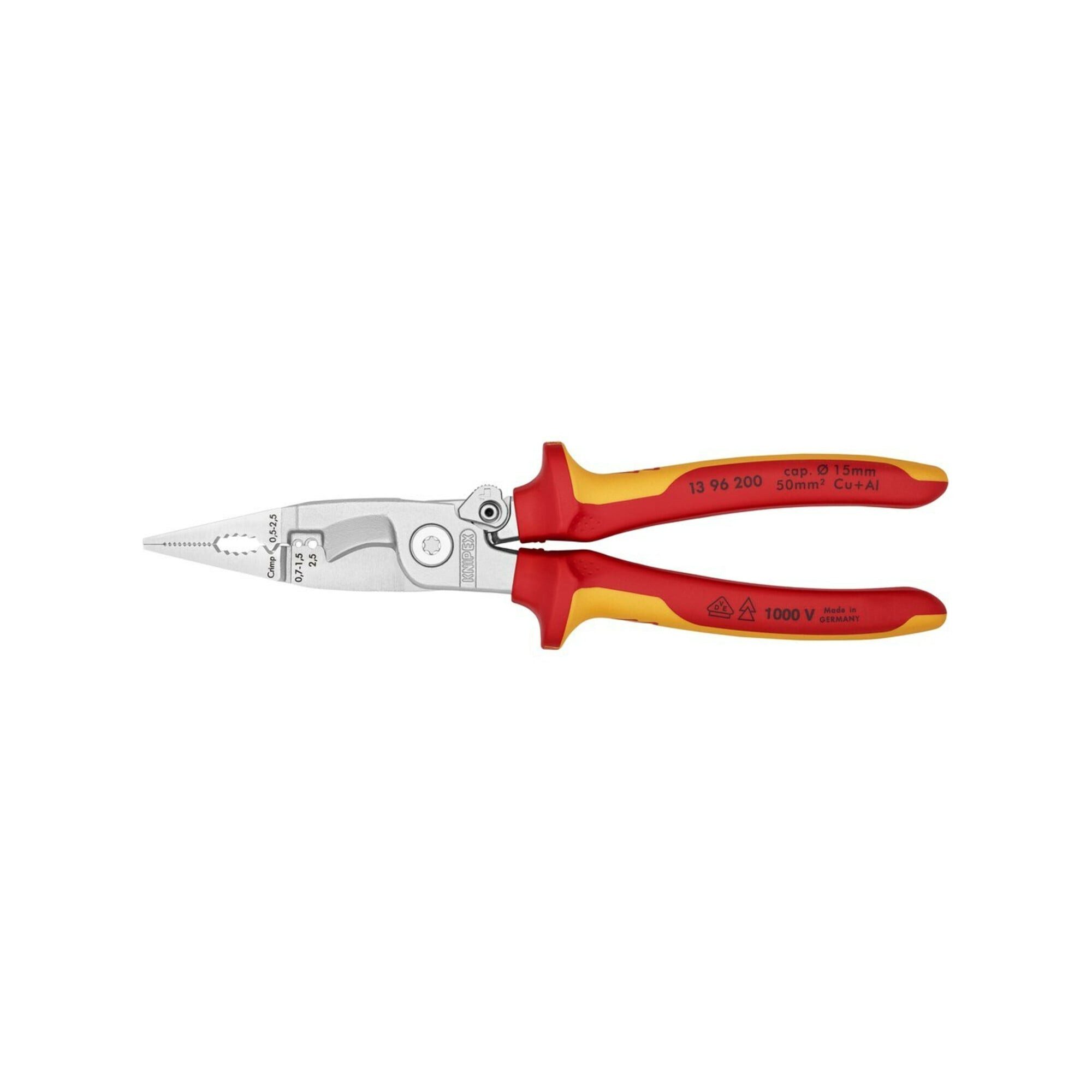 Knipex Abisolierzange KNIPEX 13 96 200 Elektro-Installationszange isoliert mit Mehrkomponent