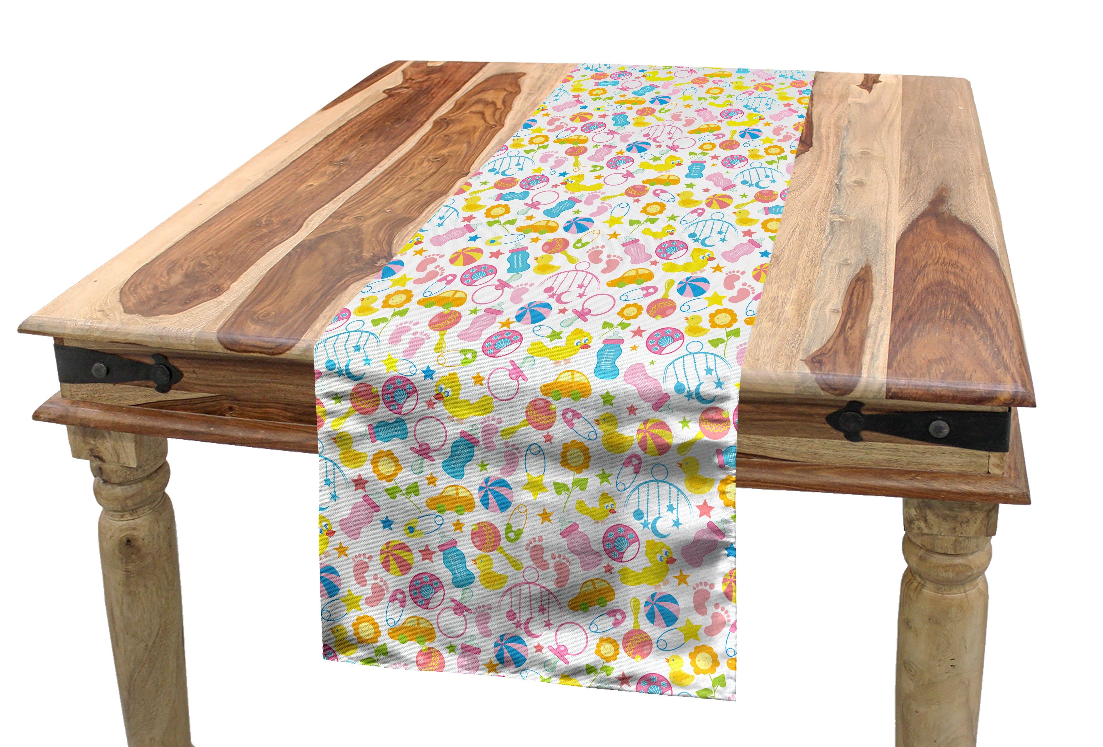 Abakuhaus Tischläufer Esszimmer Küche Rechteckiger Dekorativer Tischläufer, Baby Spielzeug von Neugeborenen Muster