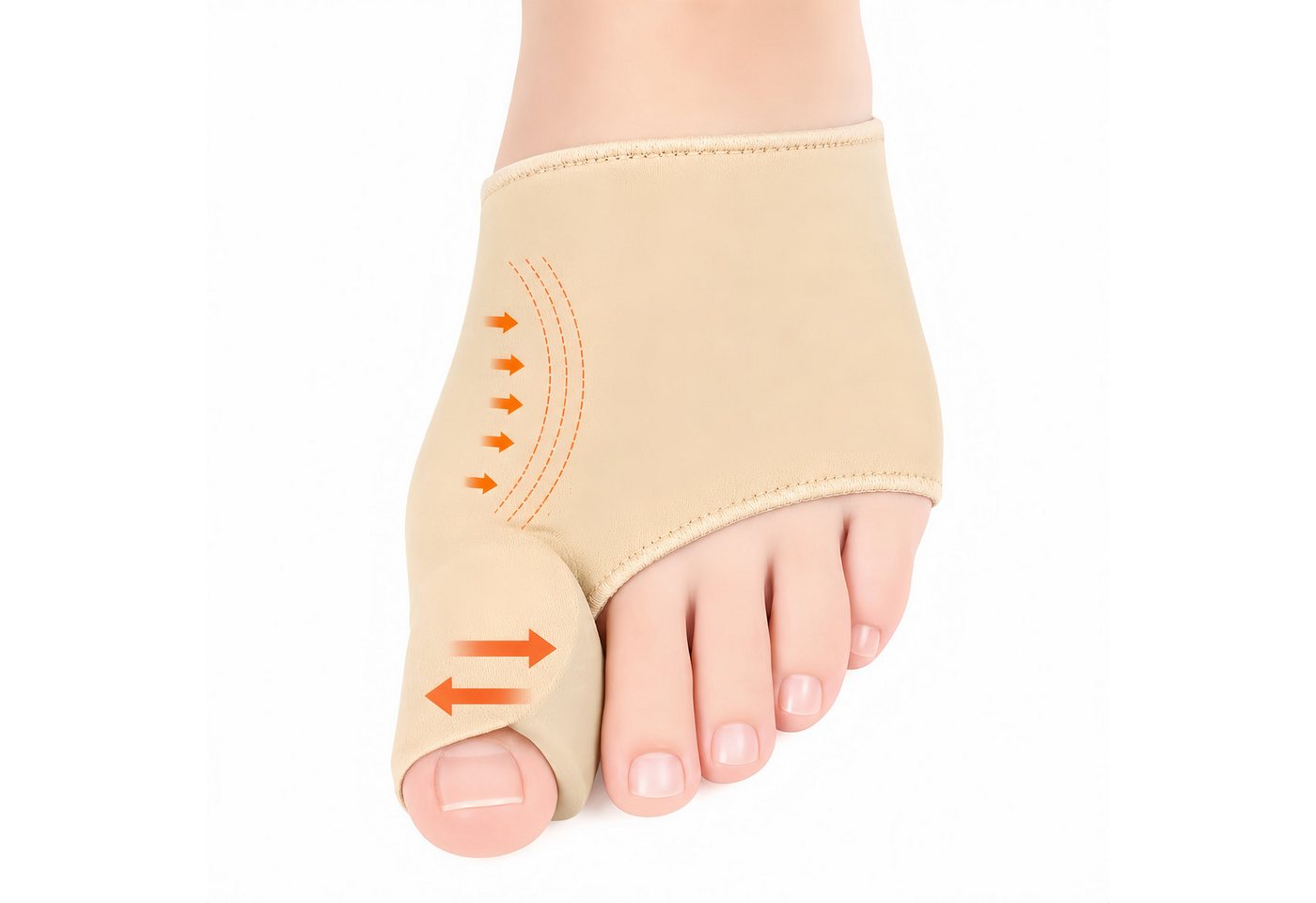 ibettertec Hallux-Bandage Hallux Valgus Correction, Pack of 2 Hallux Valgus Bandage, with Silicone Pads, Protection of Big Toe, Reducing Friction, for Men and Women Non-Slip Socks, for Day and Night Support, Universal Size