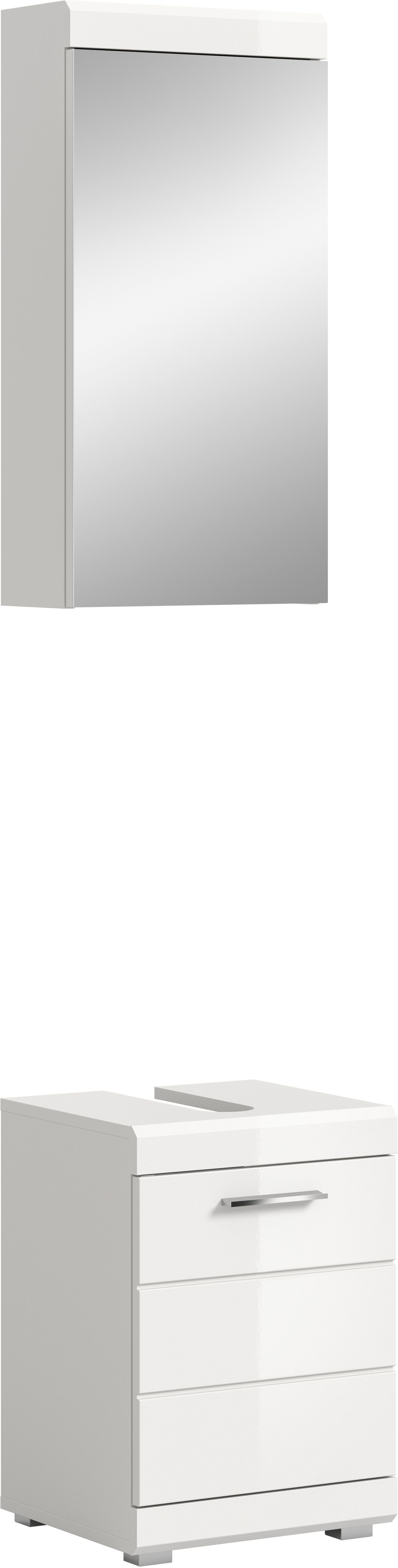 welltime Badmöbel-Set SIENA, 2-teilig, Waschbeckenunterschrank & Spiegelschrank, (TOPSELLER!, individuell um weitere Artikel der Serie SIENA erweiterbar), Badmöbel, Kombination, Badezimmer, Badset, Möbel-Set, Set
