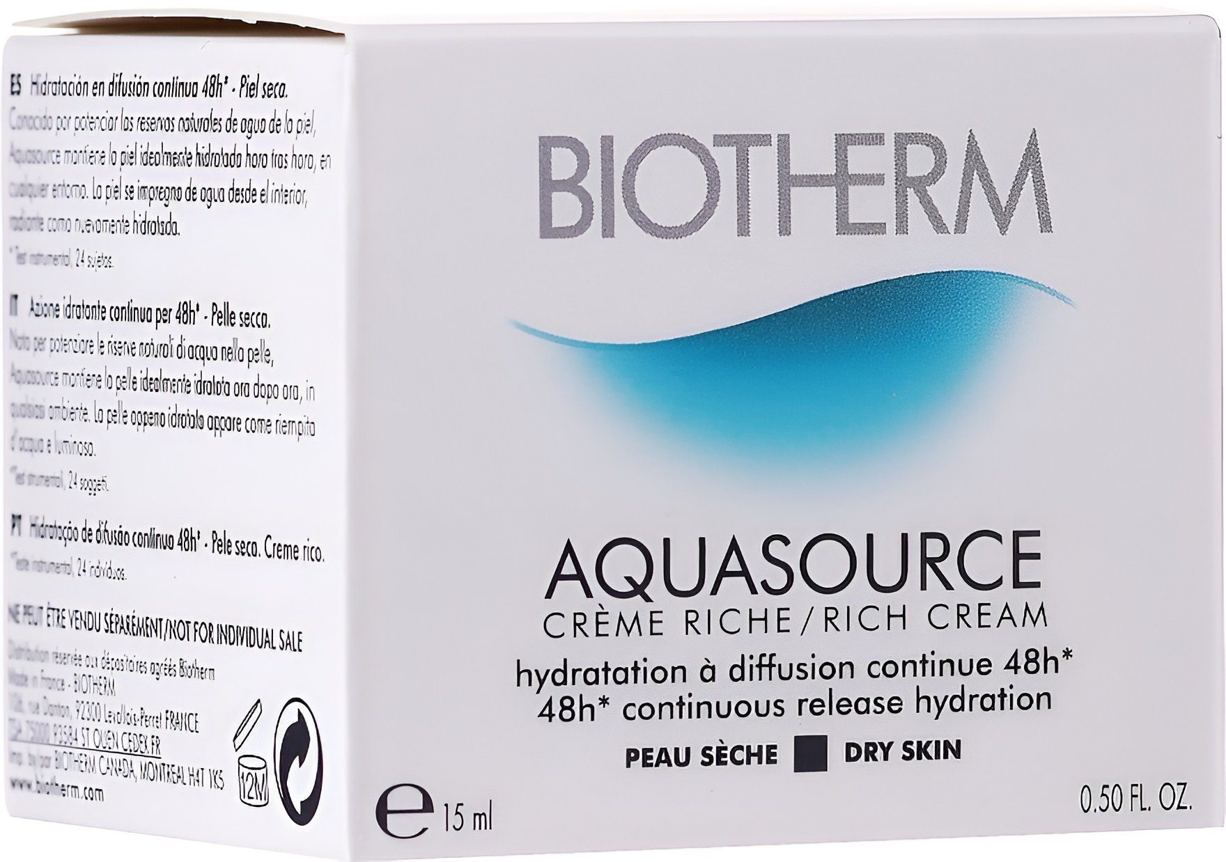 BIOTHERM Gesichtspflege Aquasource Rich Creme 15ml, Spendet intensive Feuchtigkeit und stärkt die Hautbarriere