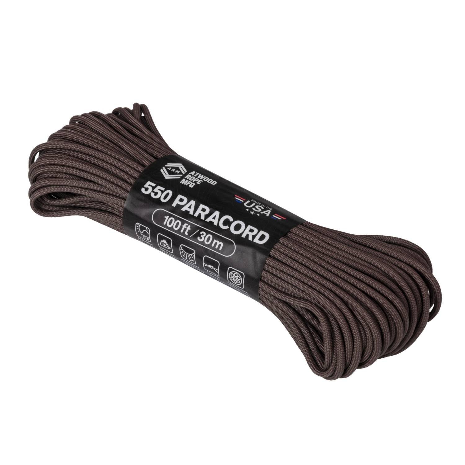 Helikon-Tex Paracord 550 Fallschirmschnur, 30m, US Brown, bis 250 kg belastbar Abspannleine (1-tlg), länge: 30m; Belastbar bis 250 kg