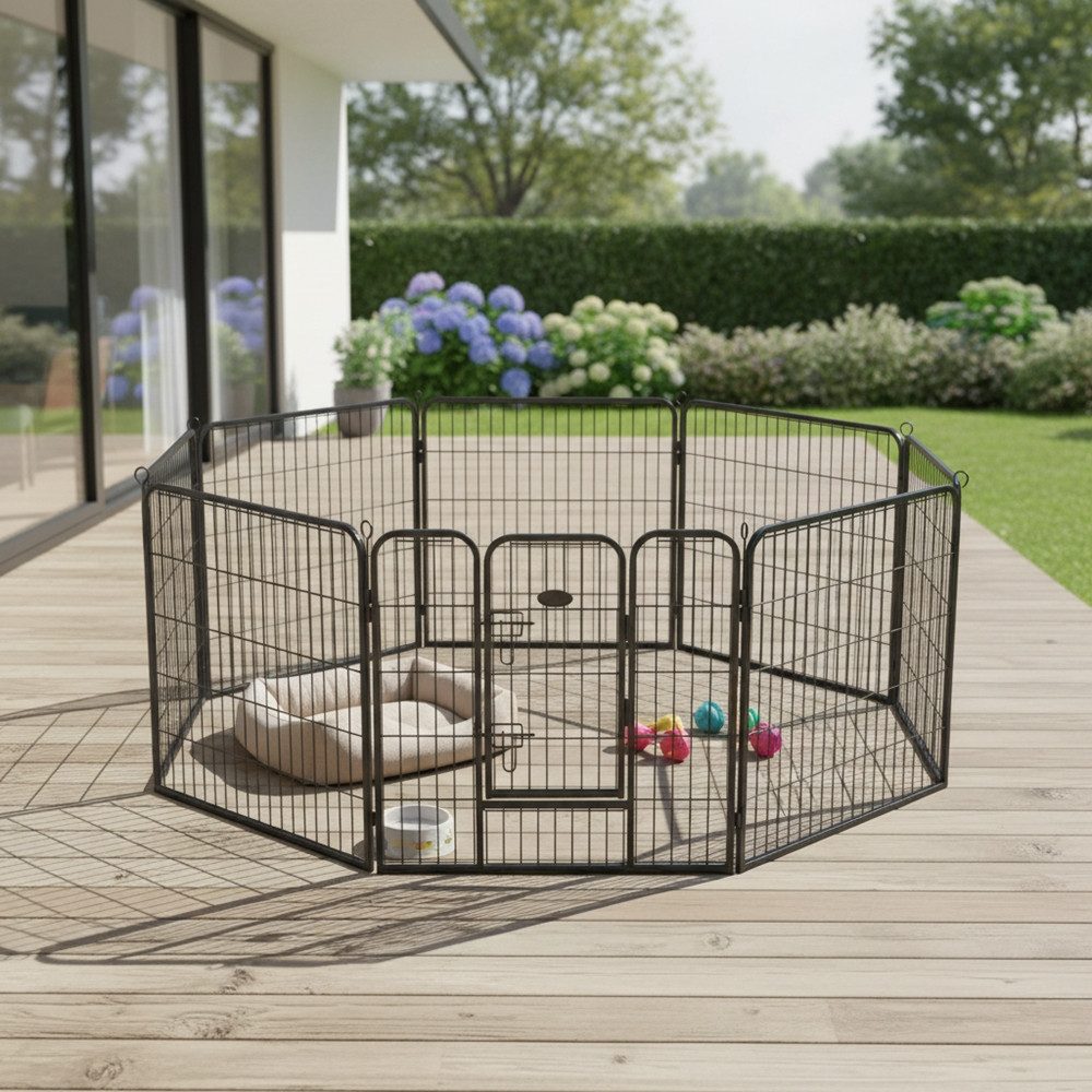 Melko Freigehege Welpenfreigehege Welpenzaun 80x60CM 8 Elemente Laufgitter Laufstall, Keine scharfen Kanten