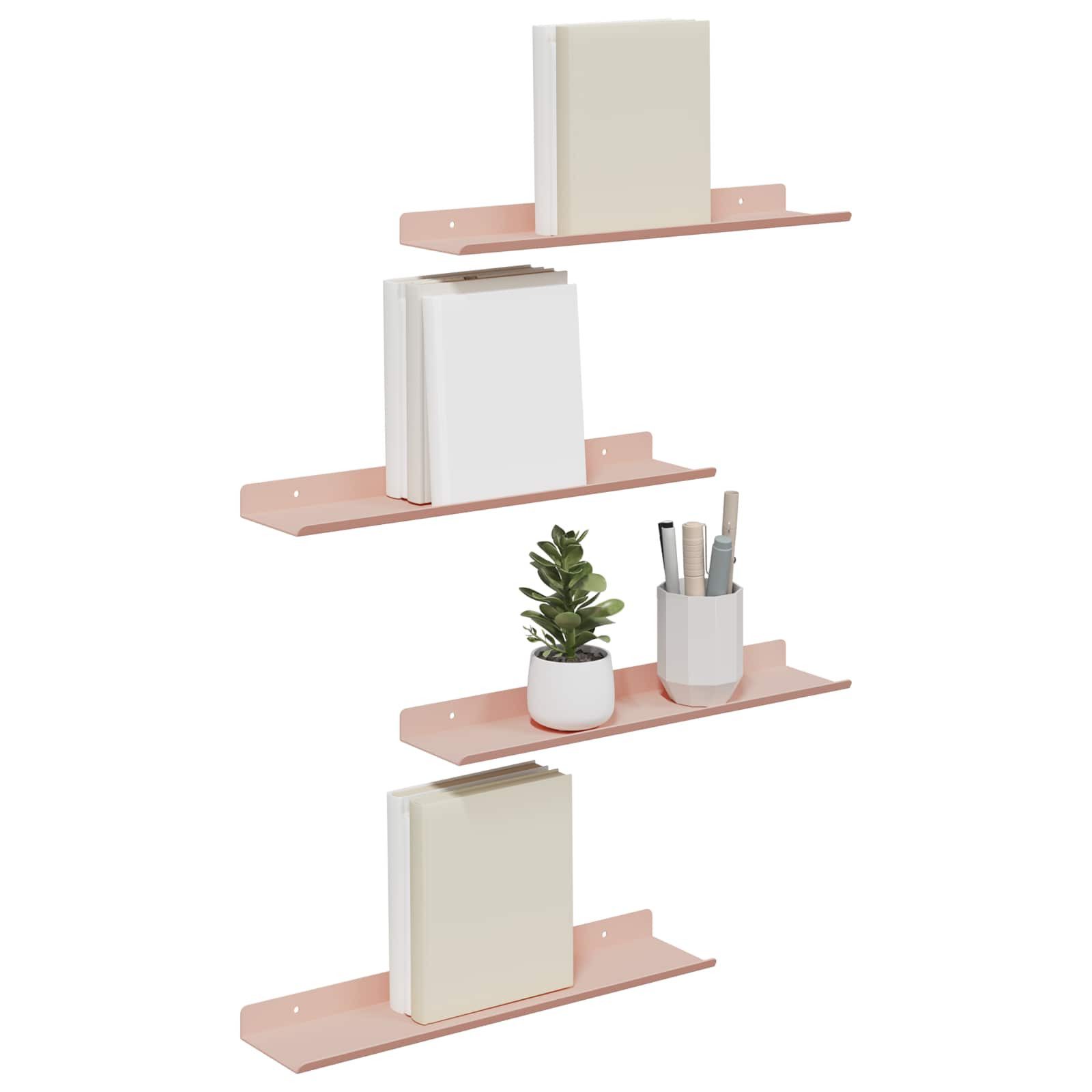 vidaXL Regal Schwebendes Regal 4 stk. Rosa 40 x 8,5 x 2,5 cm Stahl, 4-tlg.