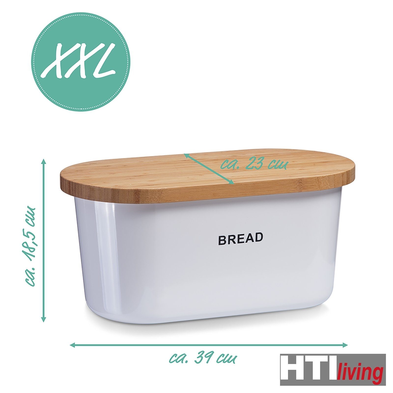 Neuetischkultur Brotkasten Brotkasten (Stück, Melamin, Bambus, Brotbox 1-tlg), Oval, mit Frischhaltebox Servierbrett Weiß