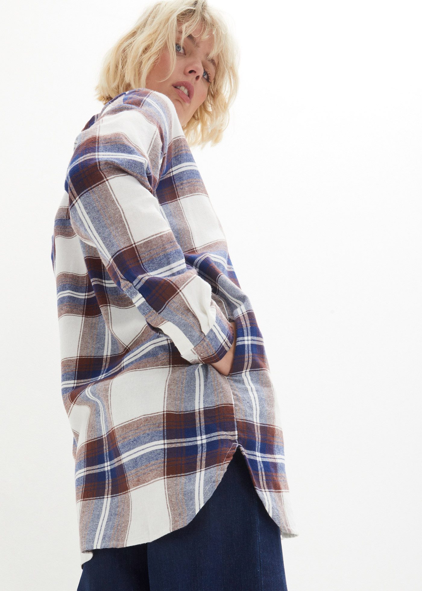 bonprix Flanellhemd Oversize Passform, aus Baumwolle, kariertes Muster