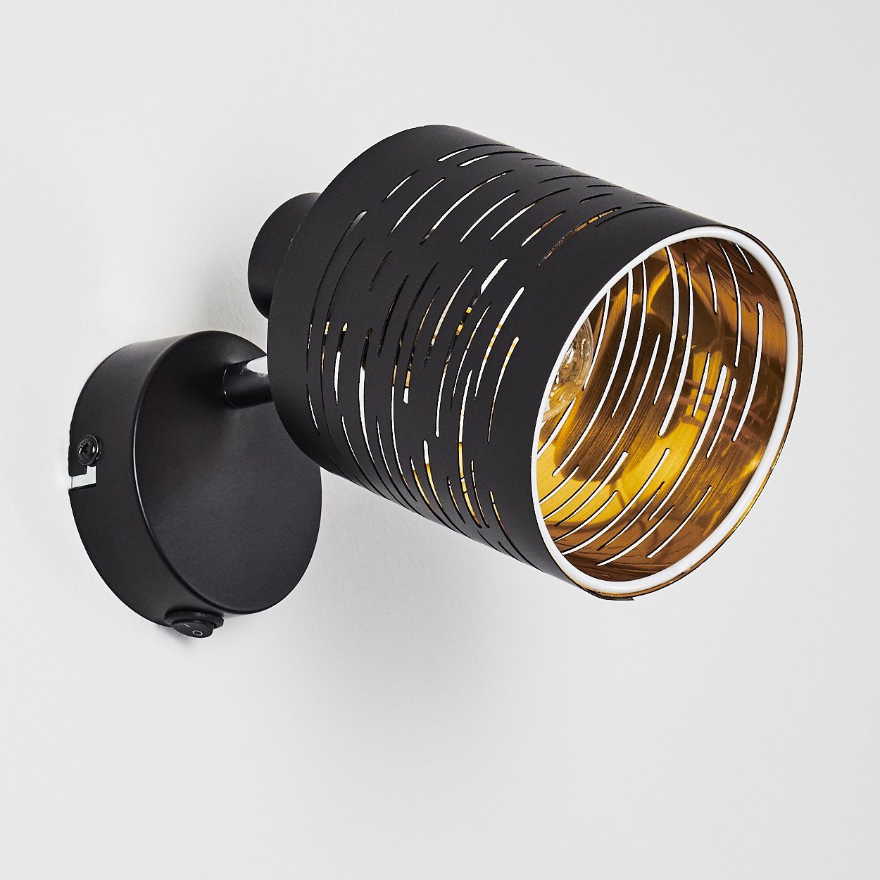 verstellbare An-/Ausschalter E14, mit Wandlampe Leuchtmittel, Schwarz/Gold, Gitter-Optik in in Metall/Kunststoff Wandspot ohne aus Wandleuchte »Vigone« hofstein