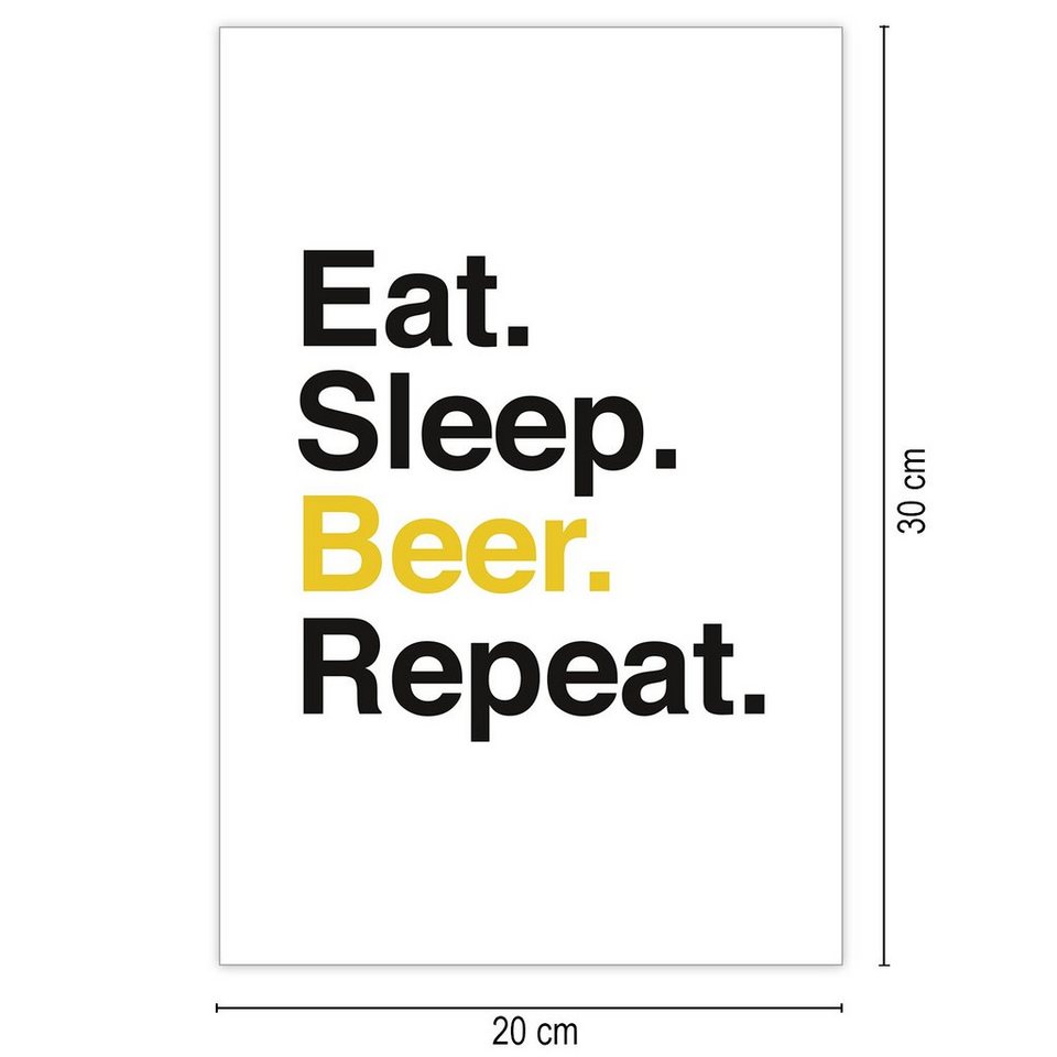 Close Up Kunstdruck Eat. Sleep. Beer. Repeat. Kunstdruck 20 x 30 cm