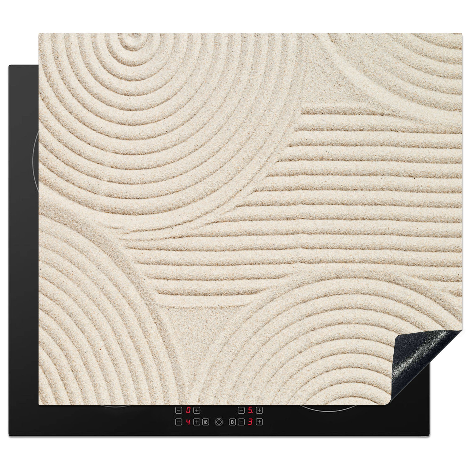 MuchoWow Herdblende-/Abdeckplatte Muster - Abstrakt - Weiß, Vinyl, (1 tlg), 60x52 cm, Mobile Arbeitsfläche nutzbar, Ceranfeldabdeckung