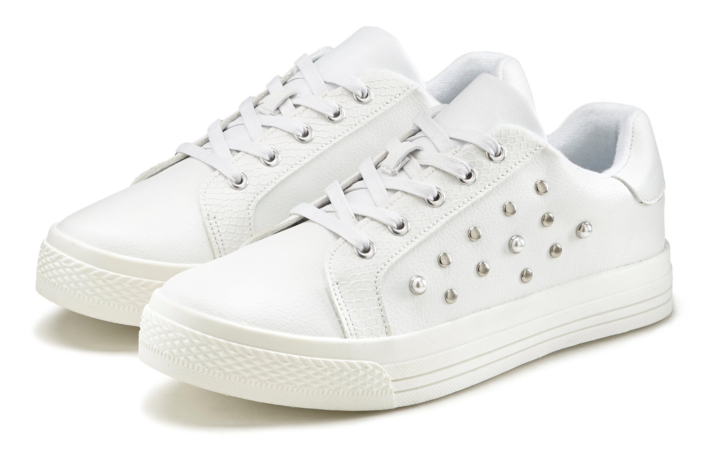 LASCANA Sneaker mit Perlen, Schnürhalbschuh, Freizeitschuh günstig online kaufen