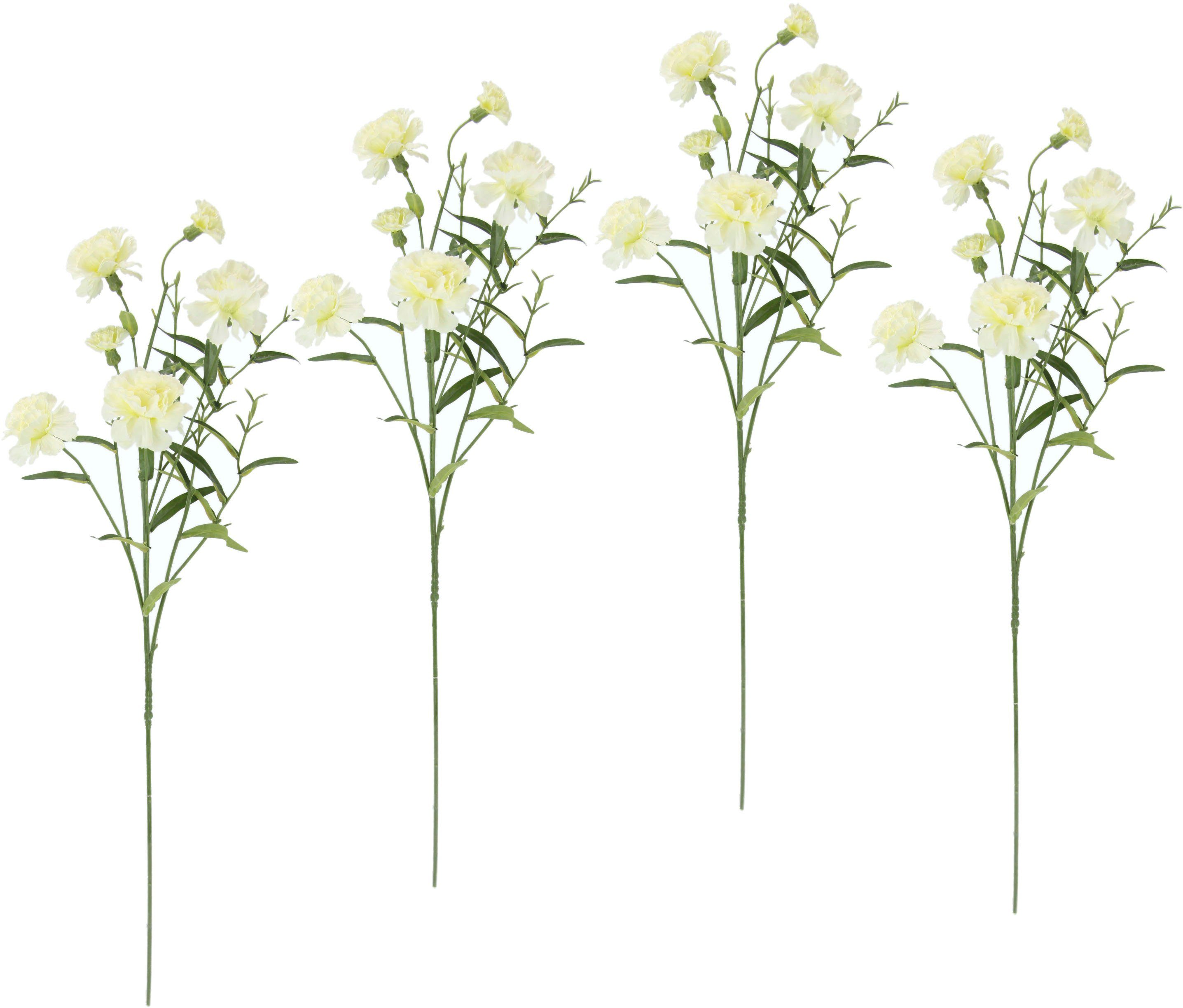weiß Nelke, 4er Blumen, Set 71 cm, Höhe Kunstblume Stielblume künstliche I.GE.A.,