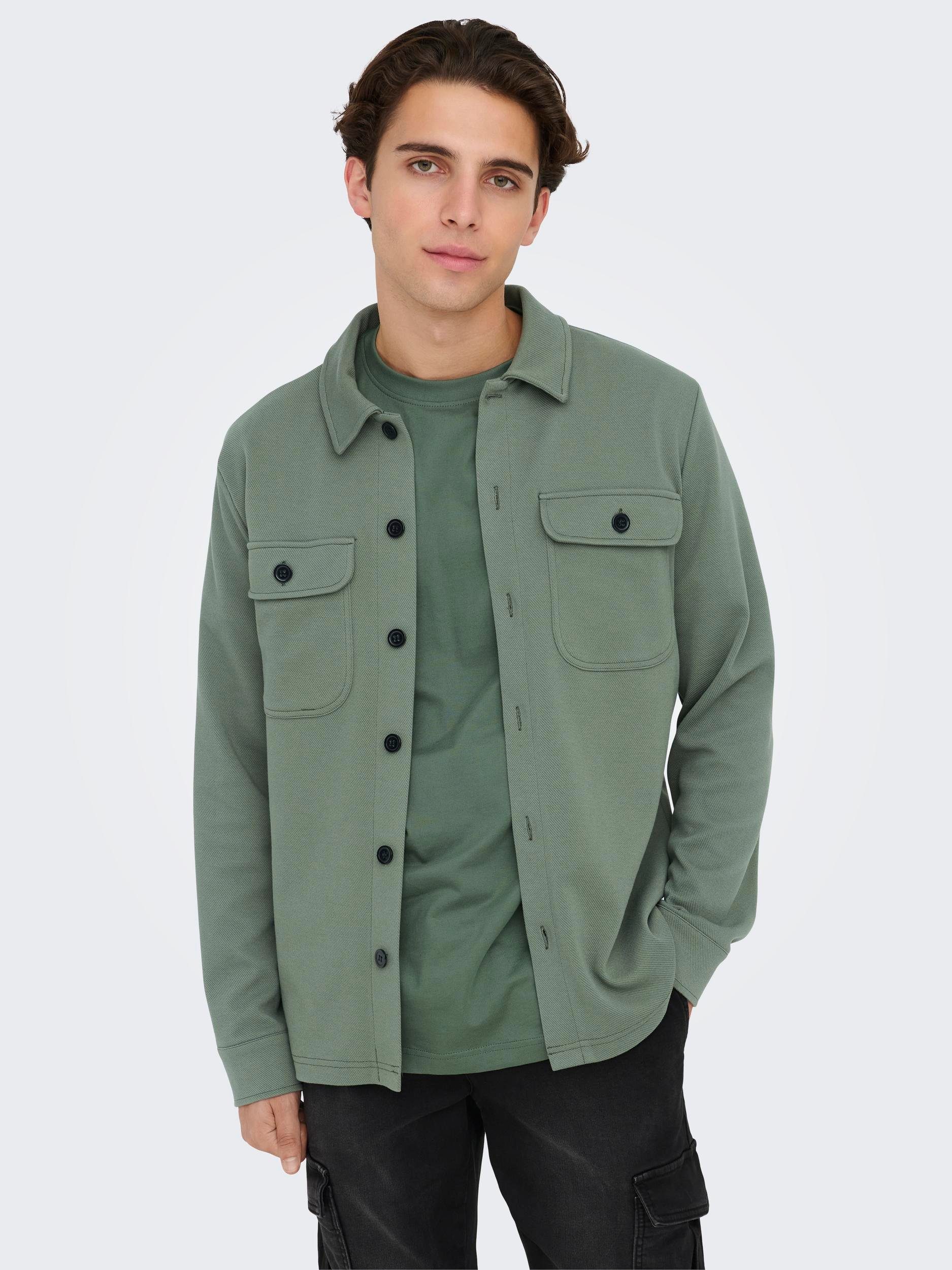 ONLY & SONS Langarmhemd ONSNEWKODYL OVERSHIRT SWEAT NOOS Materialmix, regul günstig online kaufen