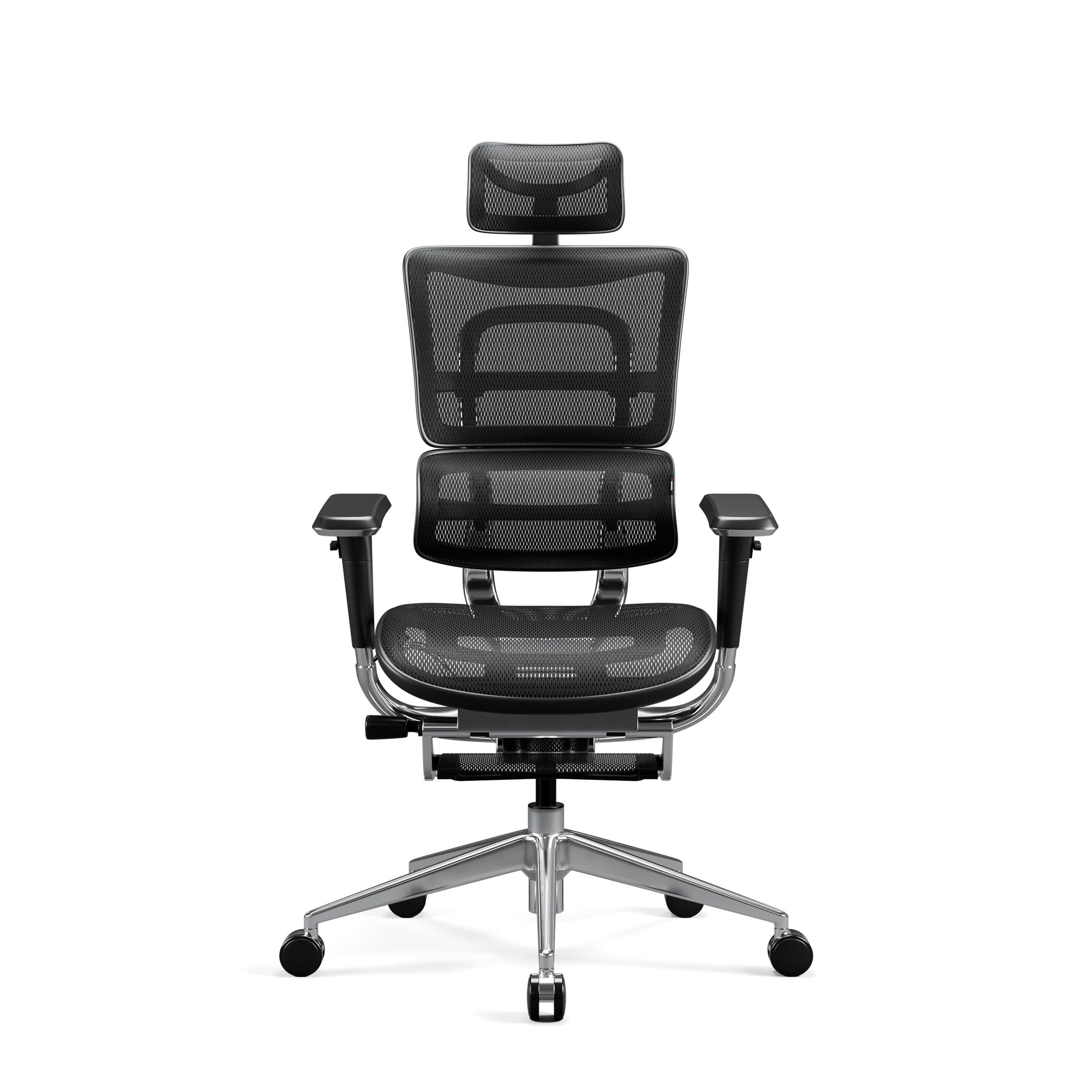 DIABLO CHAIRS Bürostuhl V-Master Netzstoff ergonomisch Metallbase 150kg Fußstütze (Beinstütze ausklappbar, Sitz verstellbar, Lendenwirbelstütze), Kopfstütze 3D-Armlehnen Lendenstütze Sitz verstellbar