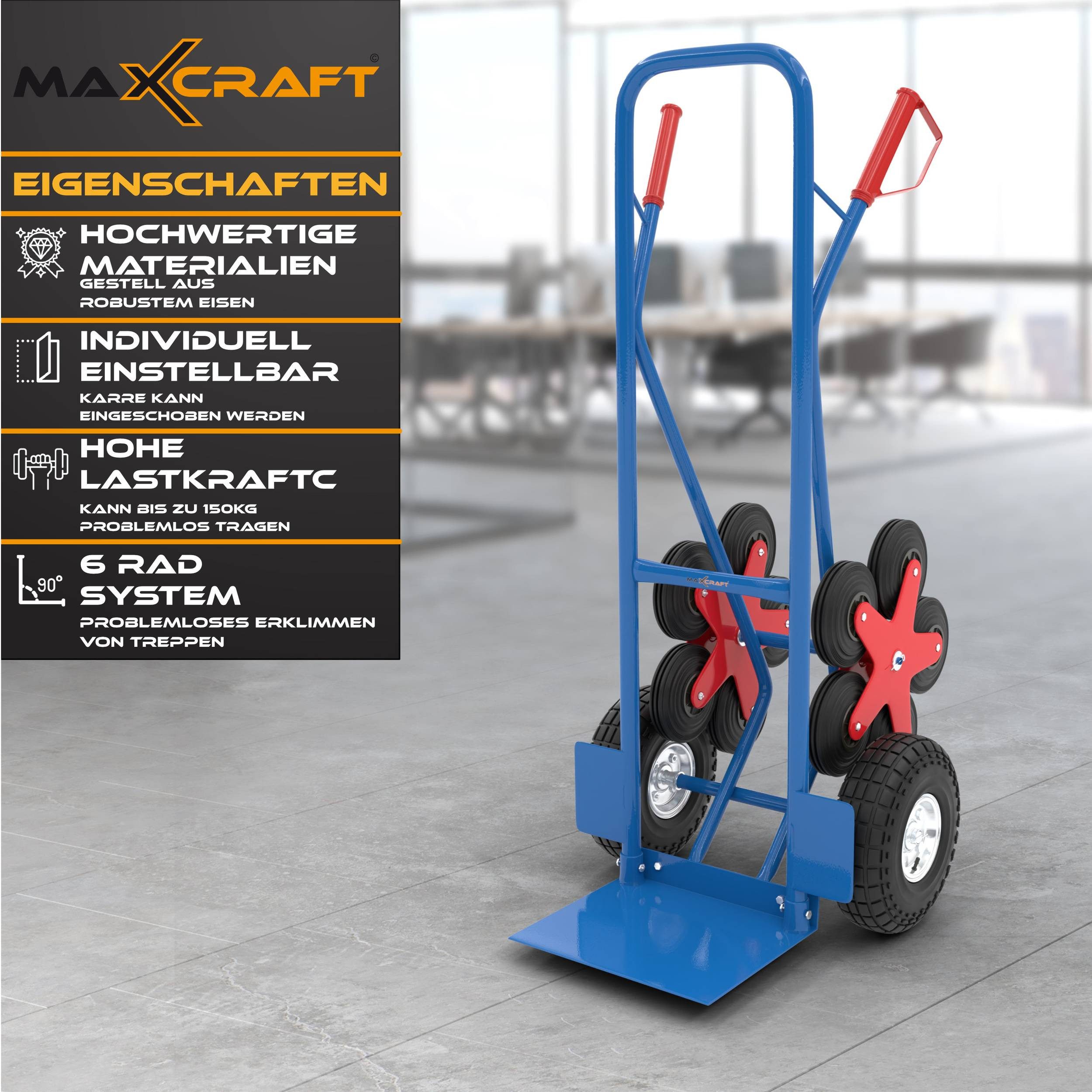 MAXCRAFT Sackkarre Treppenkarre bis 200 kg - 12 Räder