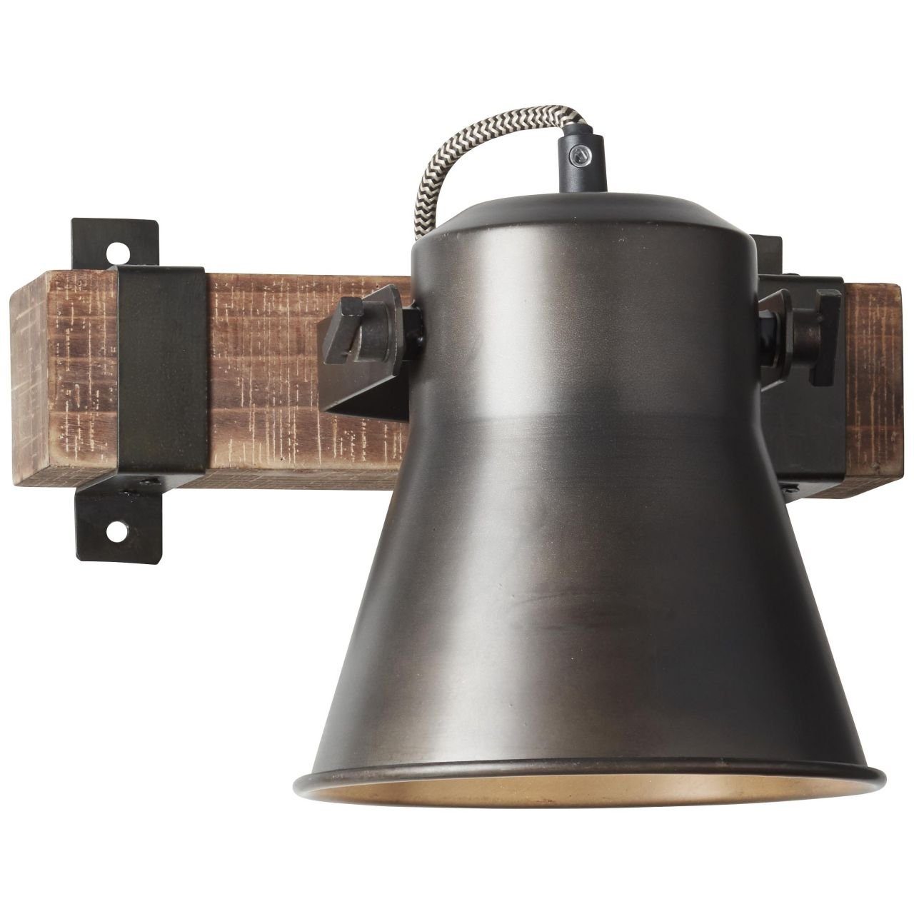 stahl, 1x Wandspot Lampe, Decca aus Decca, 10W, E27, Holz Wandleuchte Brilliant nachha A60, schwarz