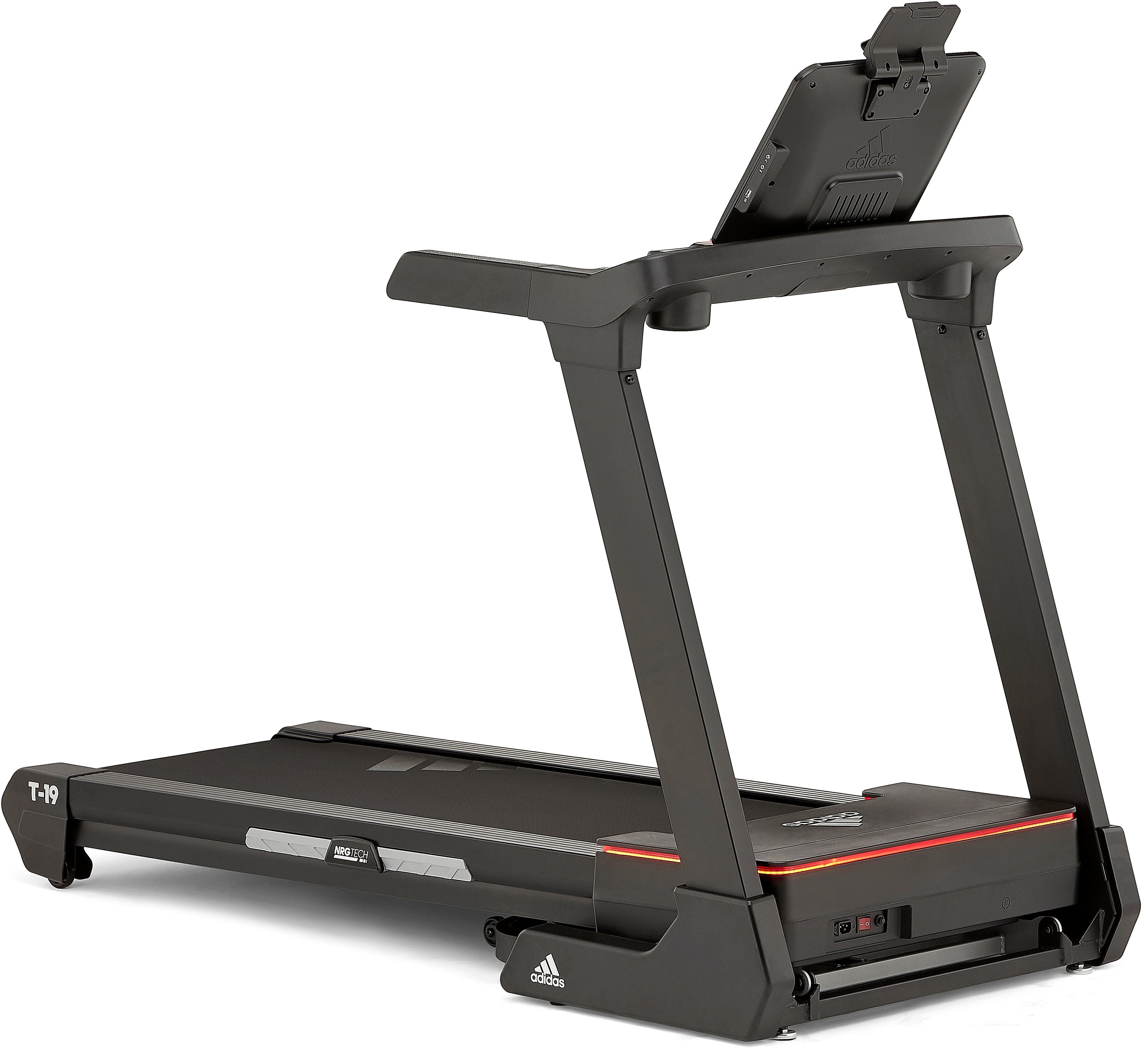 adidas Performance Laufband T-19 BT (mit Bluetooth und App-Funktion und LED-Beleuchtung), bis max. 20 km/h, klappbar, mit Steigung, 150 kg max. Benutzergewicht