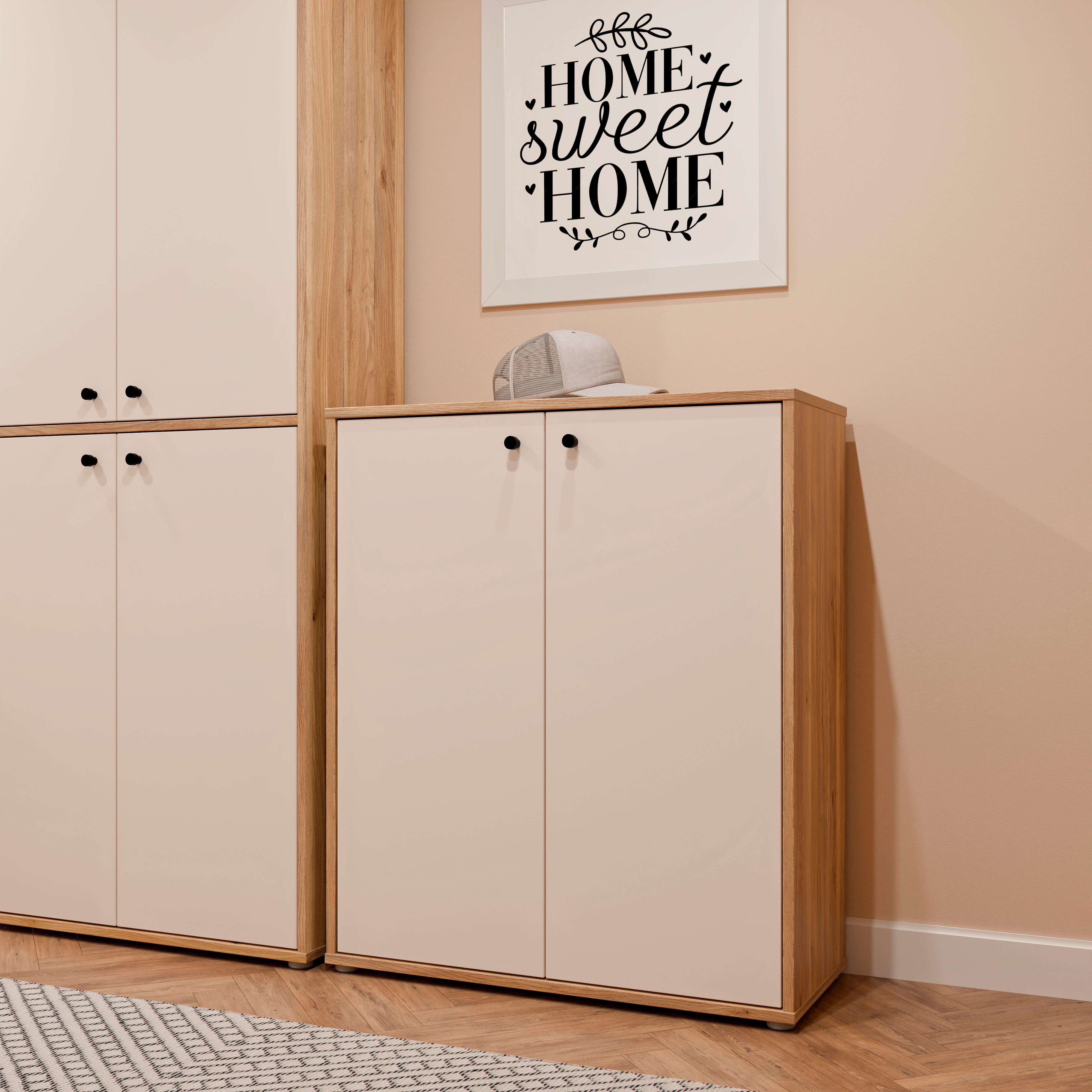 FORTE Schuhschrank Metallgriffe Schwarz B/H/T 83,7/98,3/34,9cm Soft Close günstig online kaufen