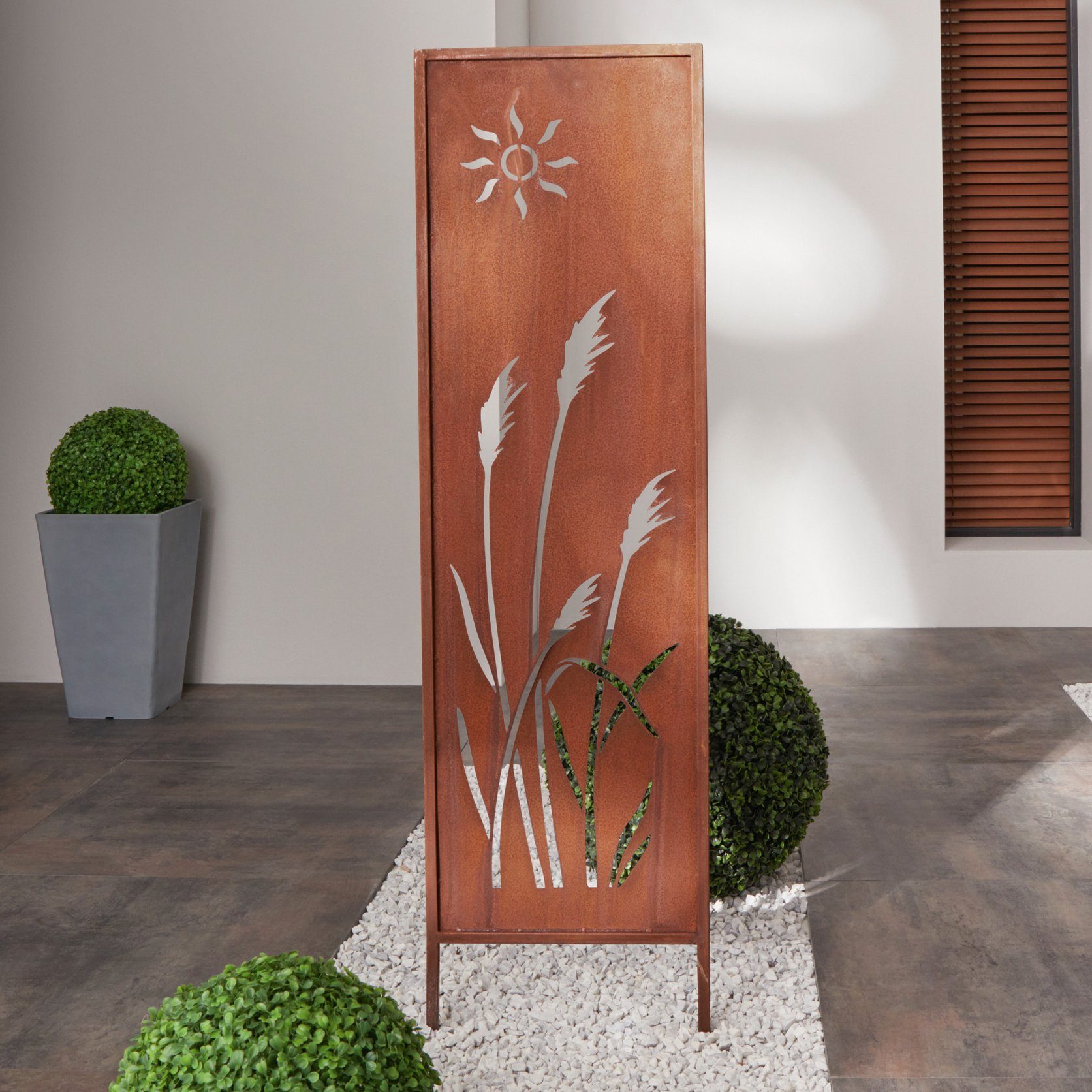 Dekoleidenschaft Gartenstecker Dekoschild "Schilf" 117 cm hoch aus Metall i günstig online kaufen