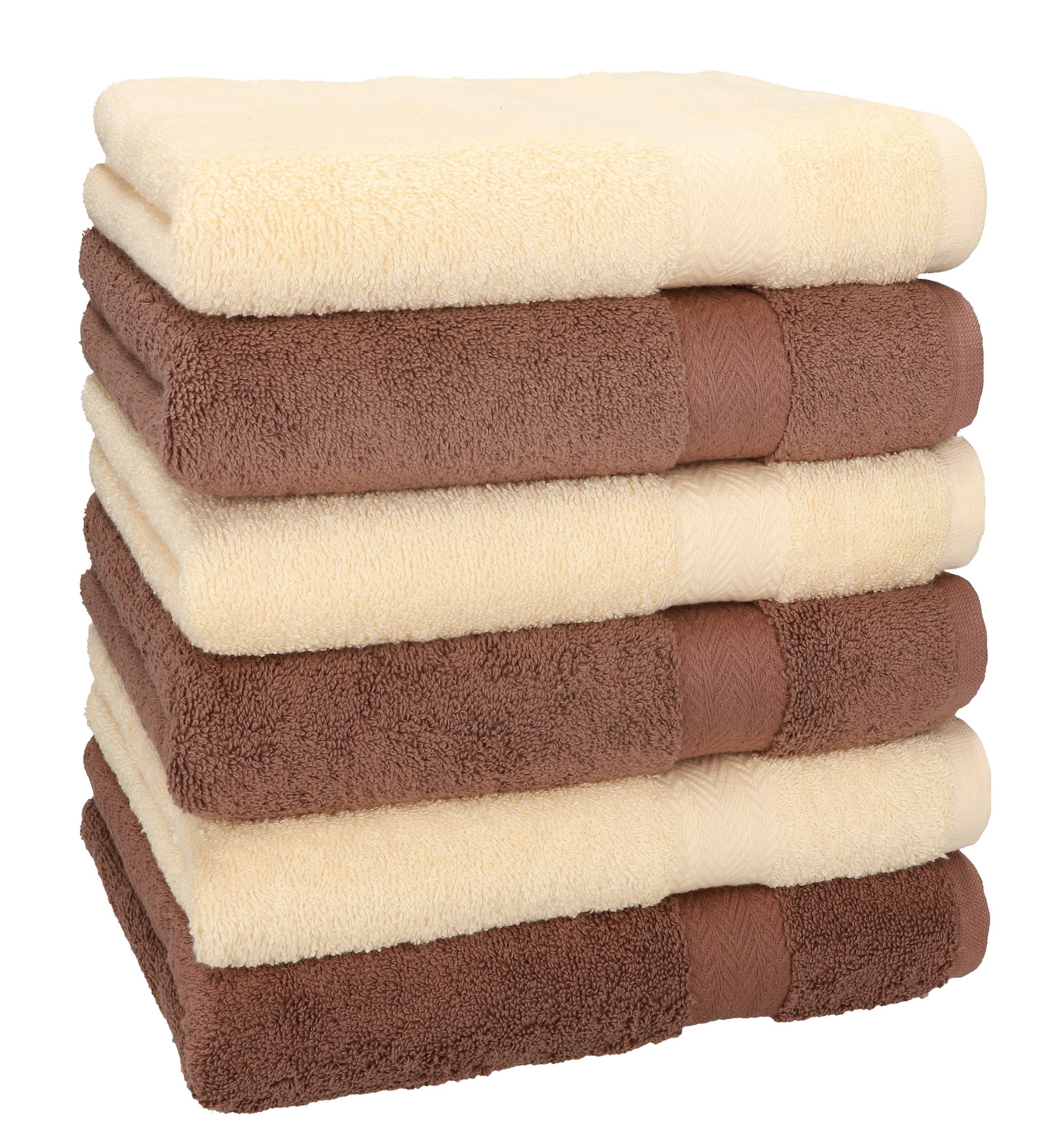 Betz Handtücher 6 Stück Handtücher Größe 50 x 100 cm Premium Handtuch Set 100% Baumwolle Farbe beige/nuss Braun, 100% Baumwolle (6-St)