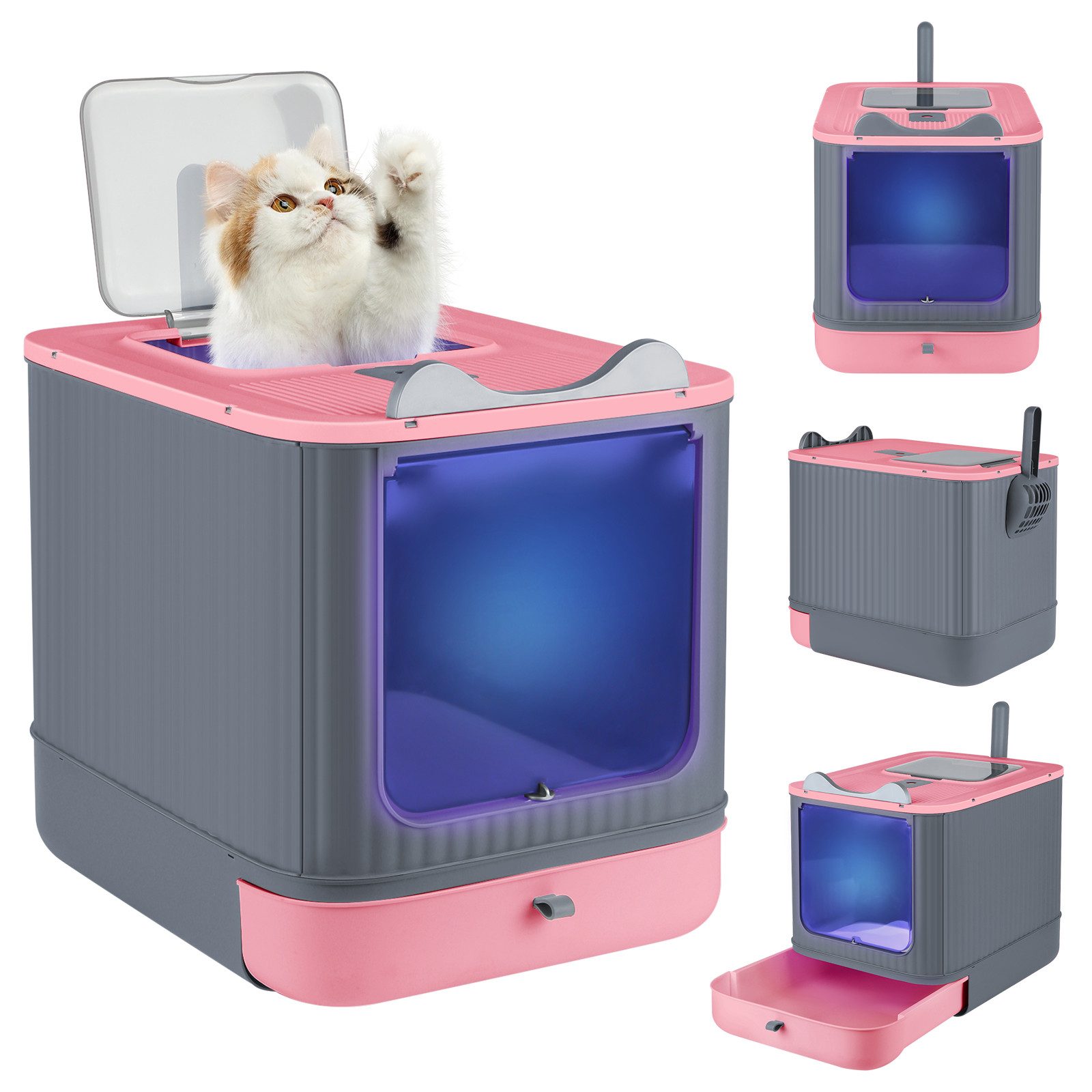 JEOBEST Katzentoilette Katzenklo mit UV-Sterilisation und Deckel Aktivkohle günstig online kaufen