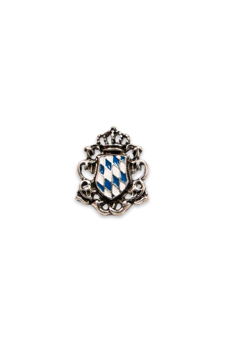 Alpenflüstern Trachtenweste Ansteck-Pin - WAPPEN BLAU-WEISS - silber antik