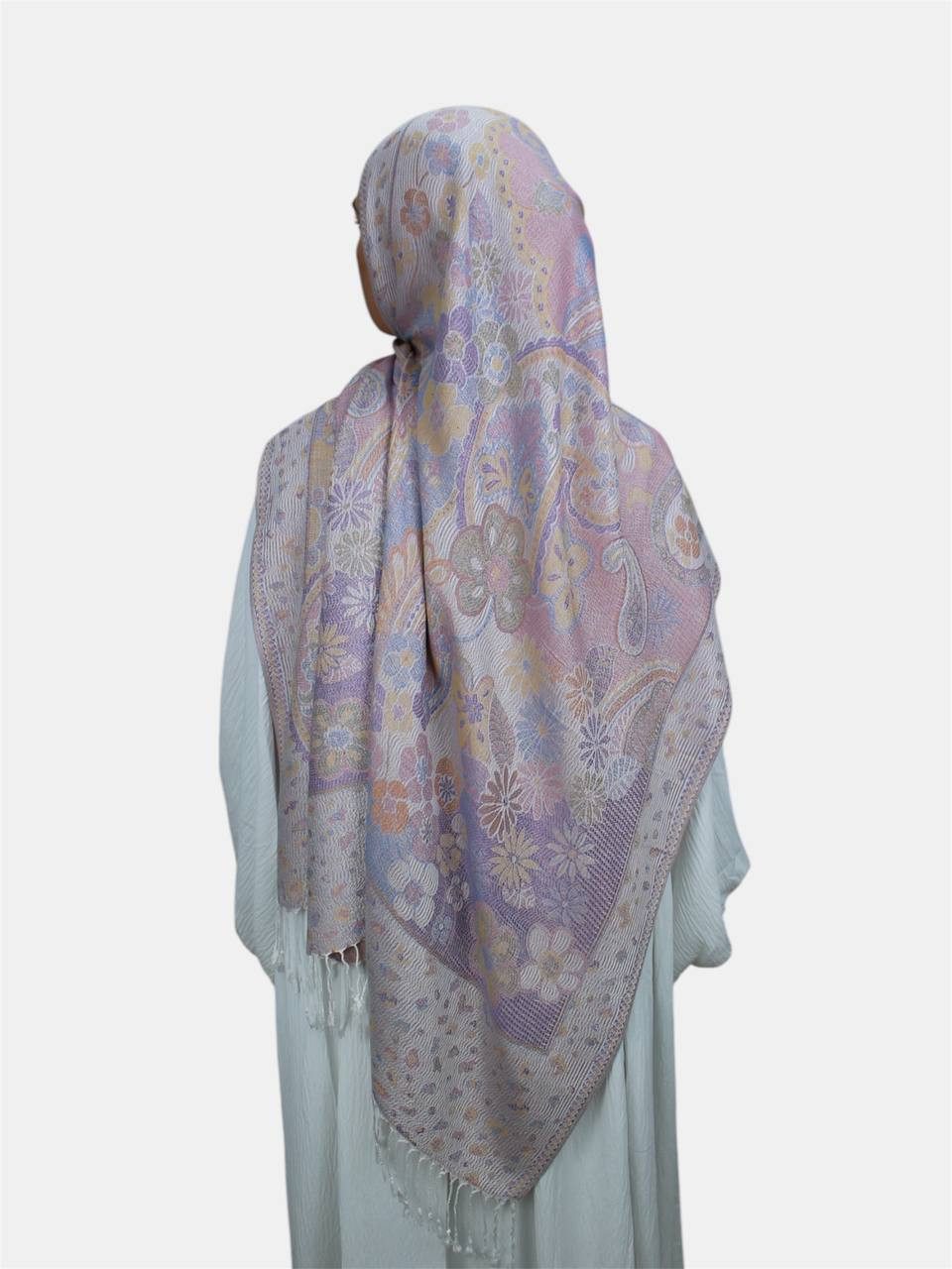 Aymasal Kopftuch Flower Pashmina Muster Hijab Kopftuch Schal Fransentuch Hidschab Islam, (Einzeln, Einzelartikel), Flower Pashmina Hijab 100% Viscose 175x70 cm Türkis