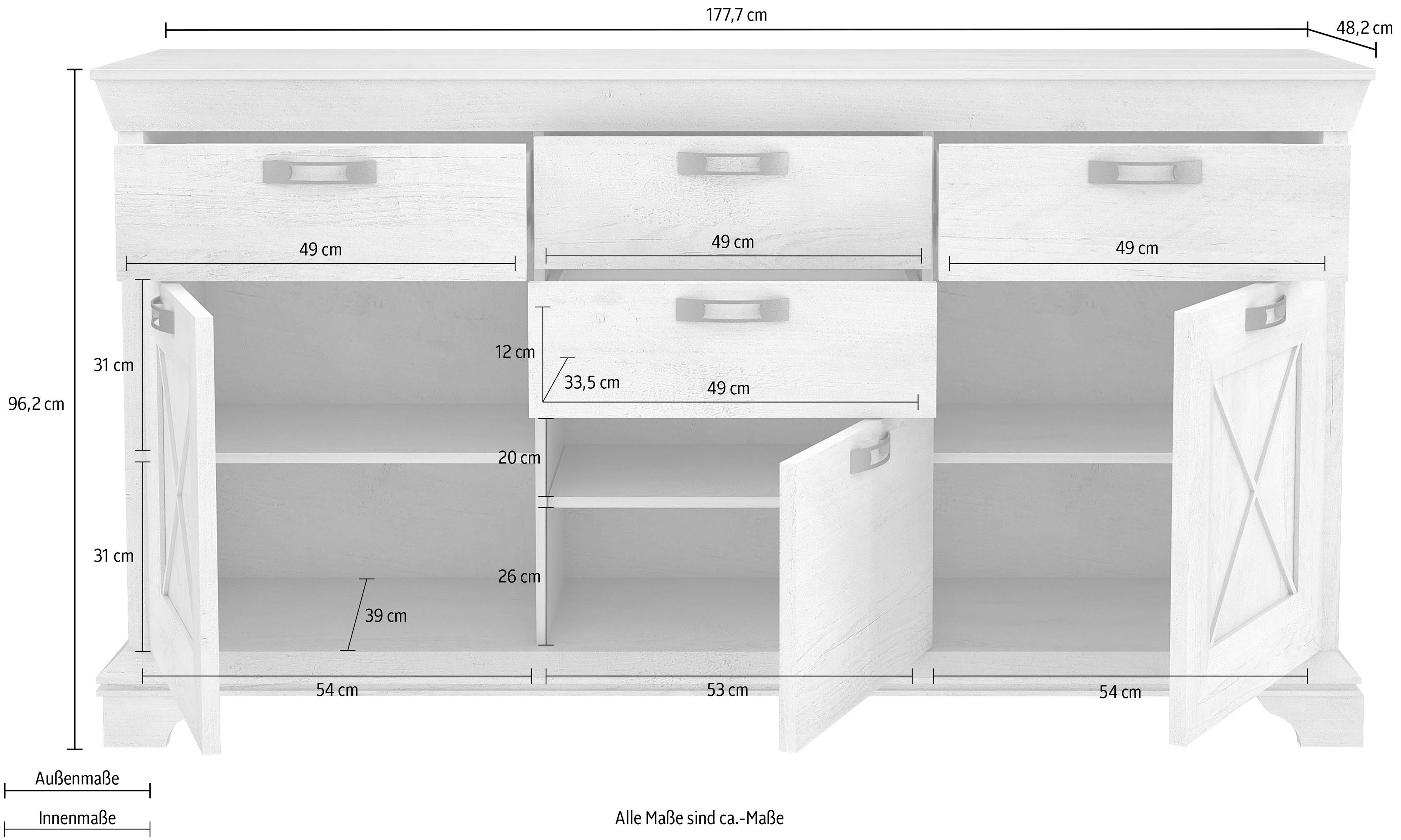 FORTE Sideboard Kashmir, Breite 177 cm