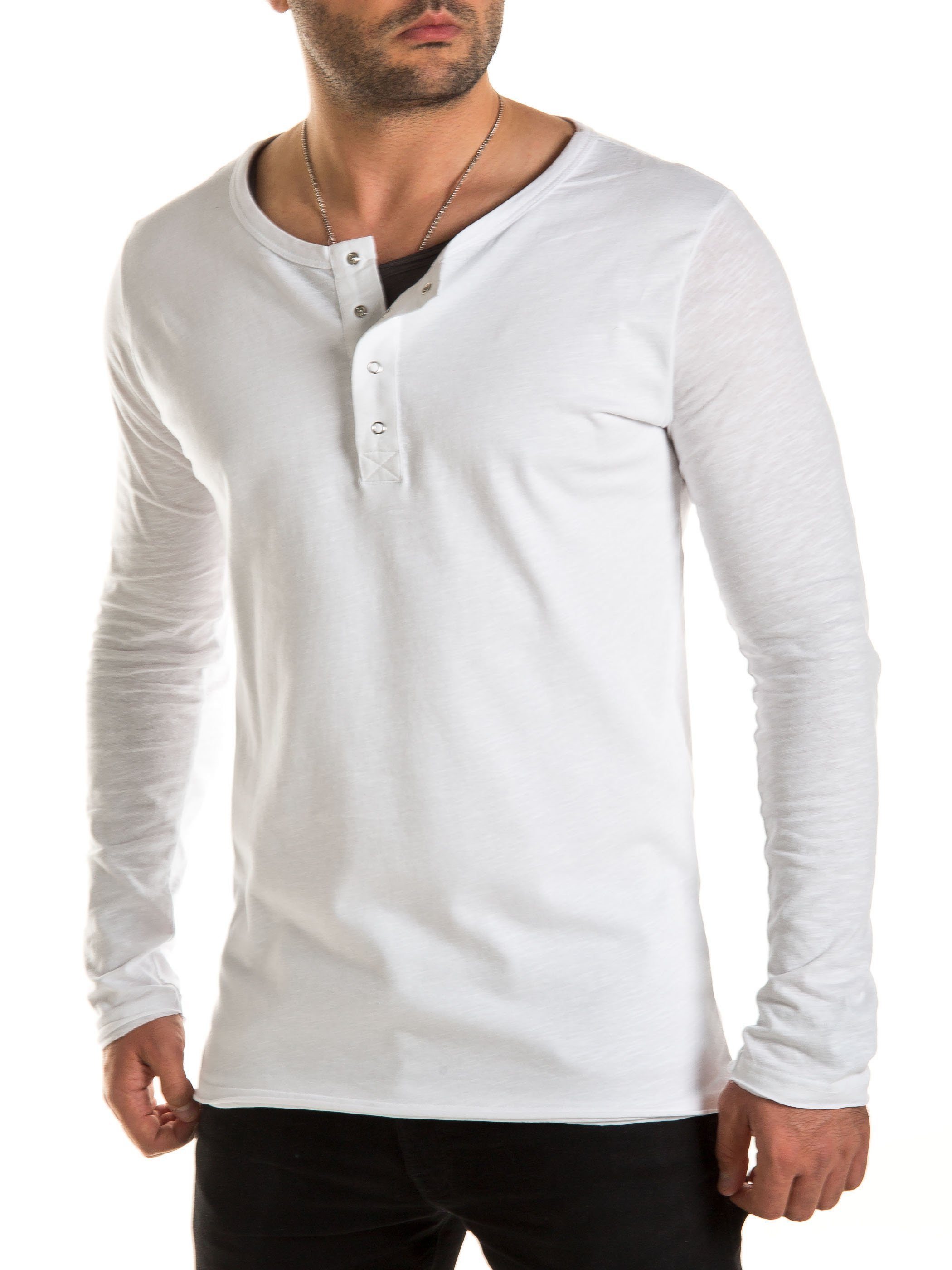 WOTEGA Langarmshirt WOTEGA - V-Neck Double Layer Longsleeve Pete aus reiner Baumwolle