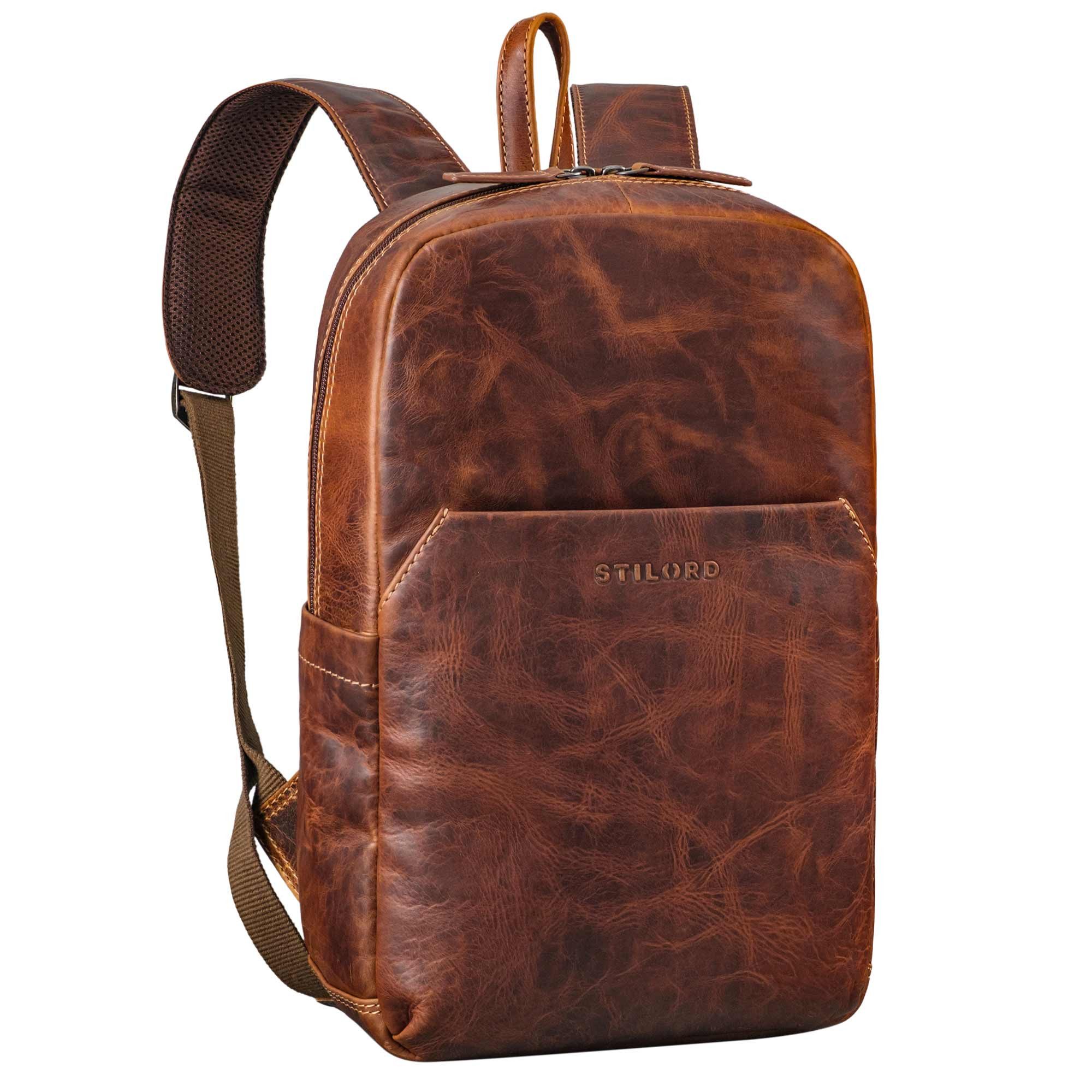 Cityrucksack "Kim" Kleiner Lederrucksack Damen Echtleder mit 12 Zoll Laptop-Fach