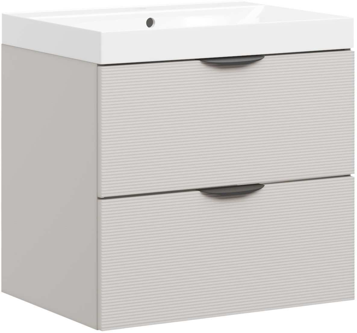 welltime Waschtisch FLOW STRIPE mit Waschbecken, Breite 60 oder 80cm, modernes Design, Schrank mit 2 Schubladen, Soft-Close-Function, in 2 Breiten erhältlich