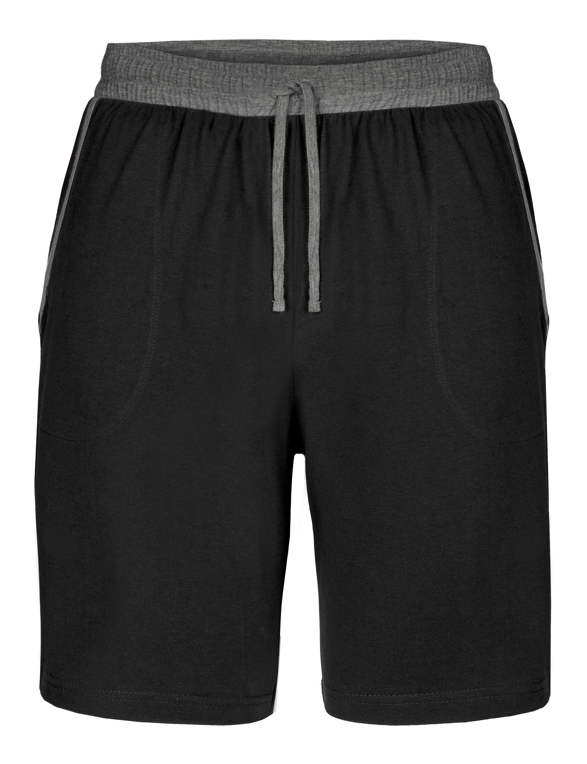 Ladeheid Pyjamashorts Herren Schlafanzughose kurz Herren Kurz Hose Taschen Shorts LA40-253 (1-tlg) elastischer Bund Schwarz-Dunkelmelange