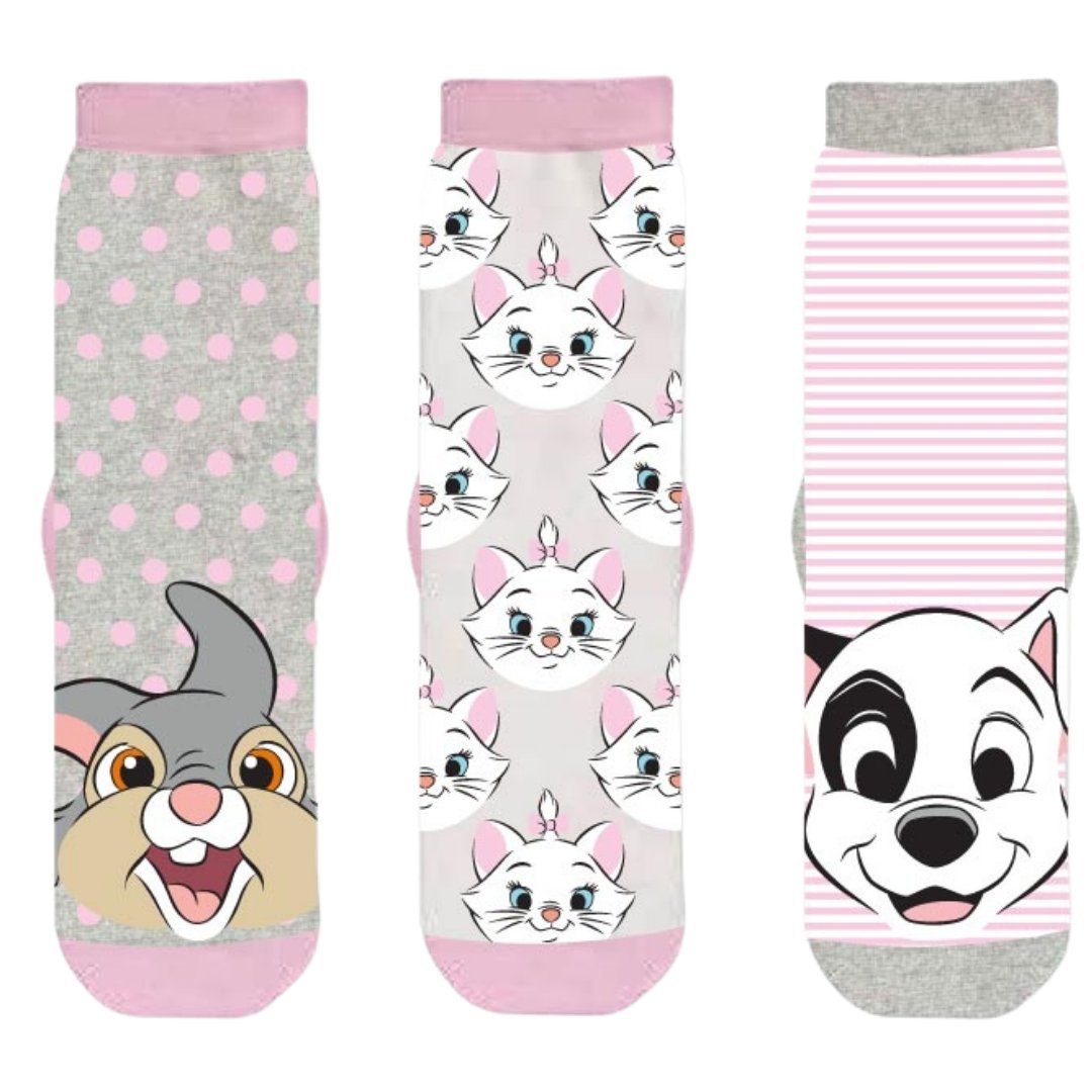Disney Gr. 101 Aristocats, für 23-34 und (3-Paar) Dalmatians Klopfer Socken Mädchen Socken