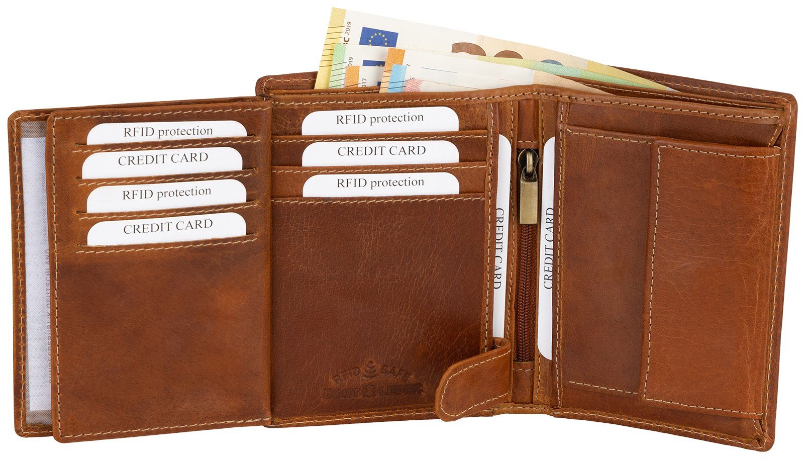 Jennifer Jones Geldbörse RFID Hochformat, Geldbeutel echt Geldbörse Portemonnaie RFID Leder Schutz Herren