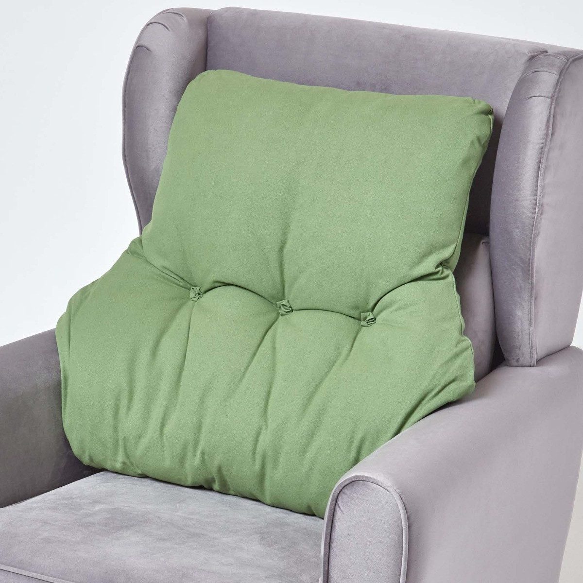 Homescapes Sitzkissen Rückenkissen grün – Rückenstützkissen 68 x 58 cm mit Baumwollbezug