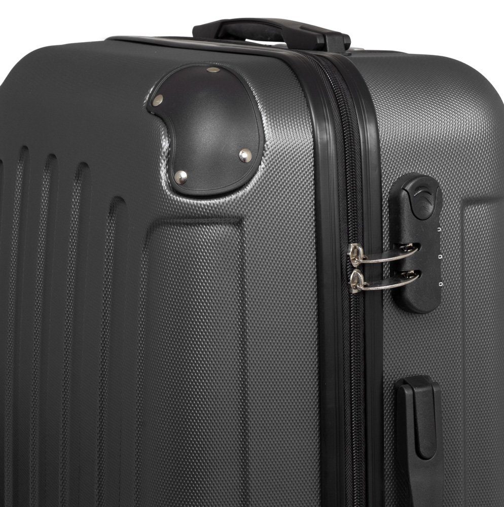 Trendyshop365 Hartschalen-Trolley Hartschalenkoffer mit Doppelrollen - Handgepäck Weekender Reisekoffer, robust, Doppelrollen, Zahlenschloss, 2 Tragegriffe, extra Kantenschutz